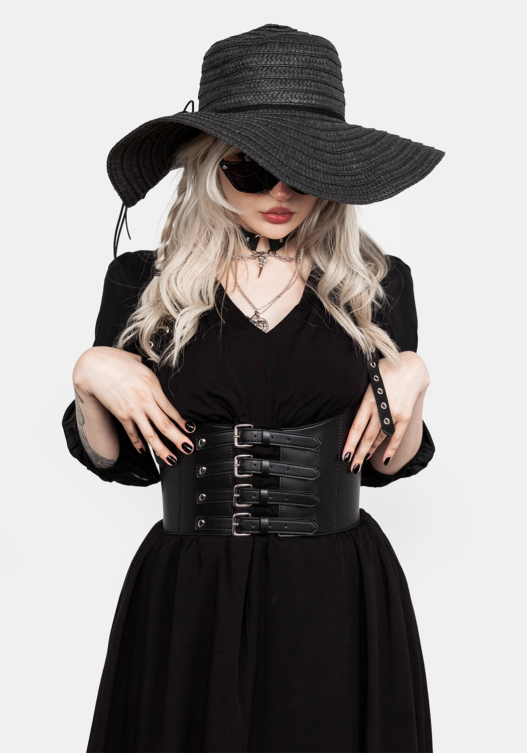 Faux Leather Waistcoat Harness with Silver Rivets & Buckles | Yennefer Style