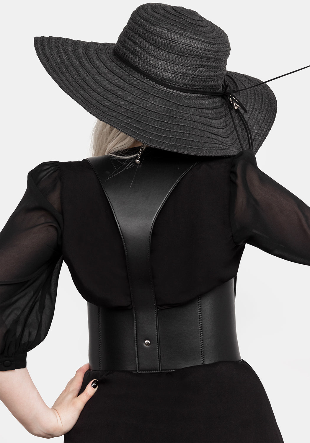 Faux Leather Waistcoat Harness with Silver Rivets & Buckles | Yennefer Style