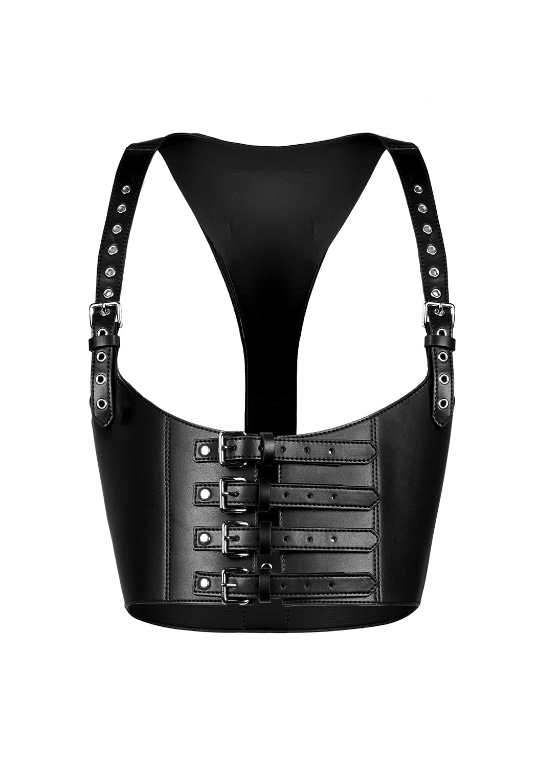 Faux Leather Waistcoat Harness with Silver Rivets & Buckles | Yennefer Style