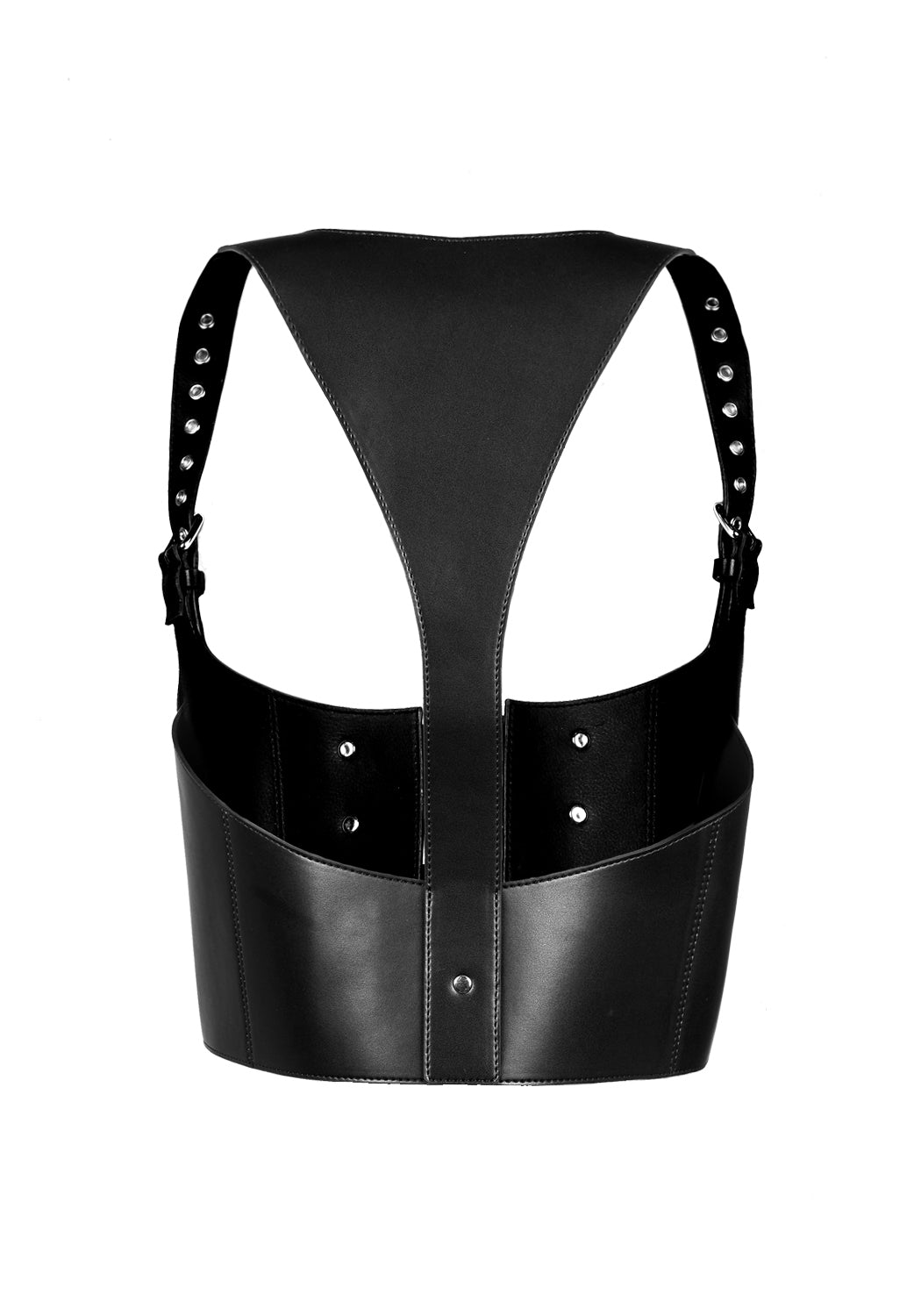 Faux Leather Waistcoat Harness with Silver Rivets & Buckles | Yennefer Style