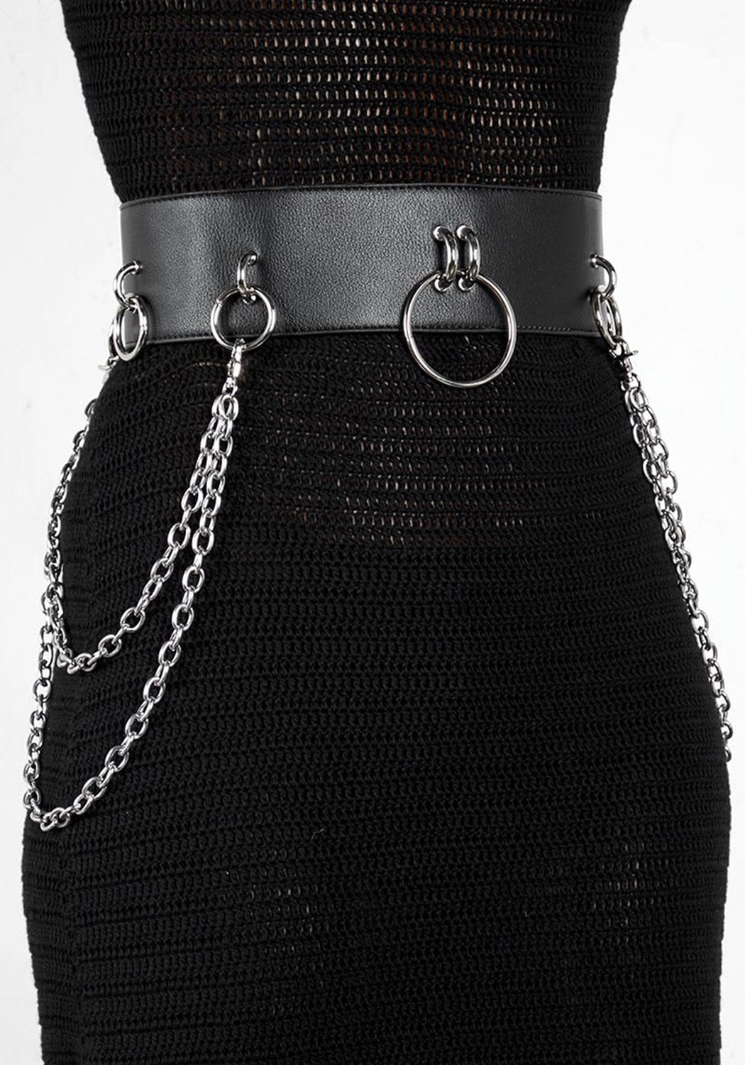 Faux Leather Waist Belt with Chains & O-Rings | Ore Belt