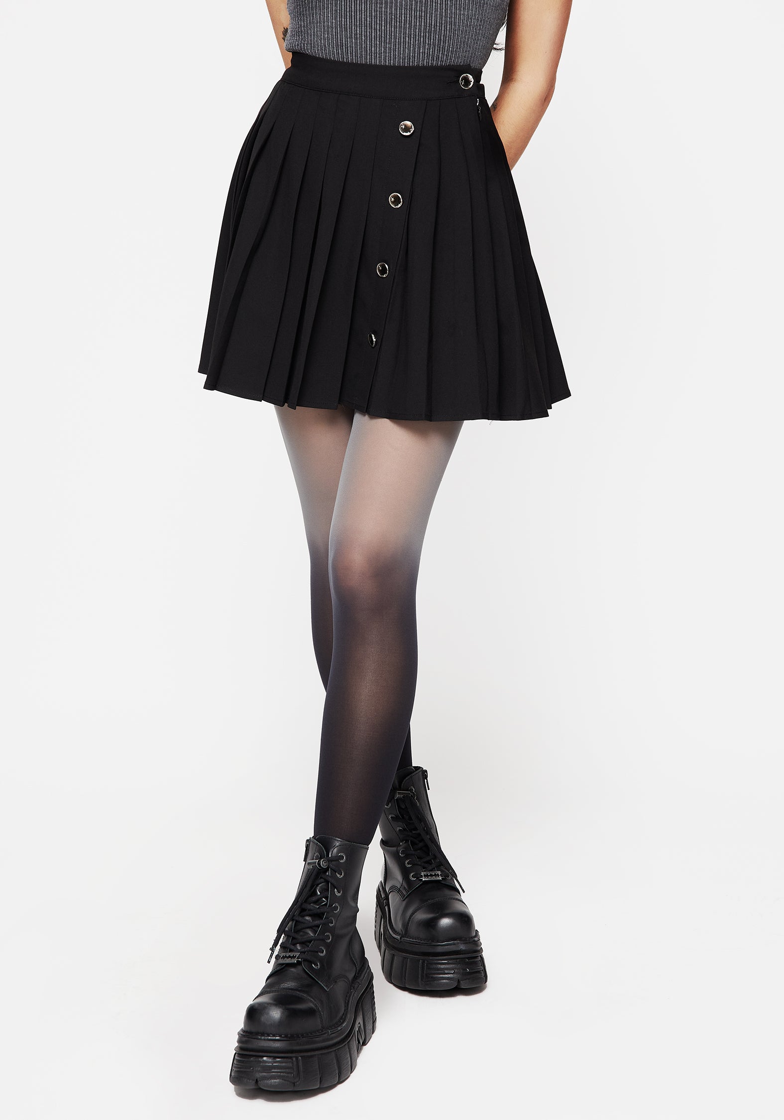 Black & Grey Ombre Tights - Stretchy Semi-Opaque Legwear