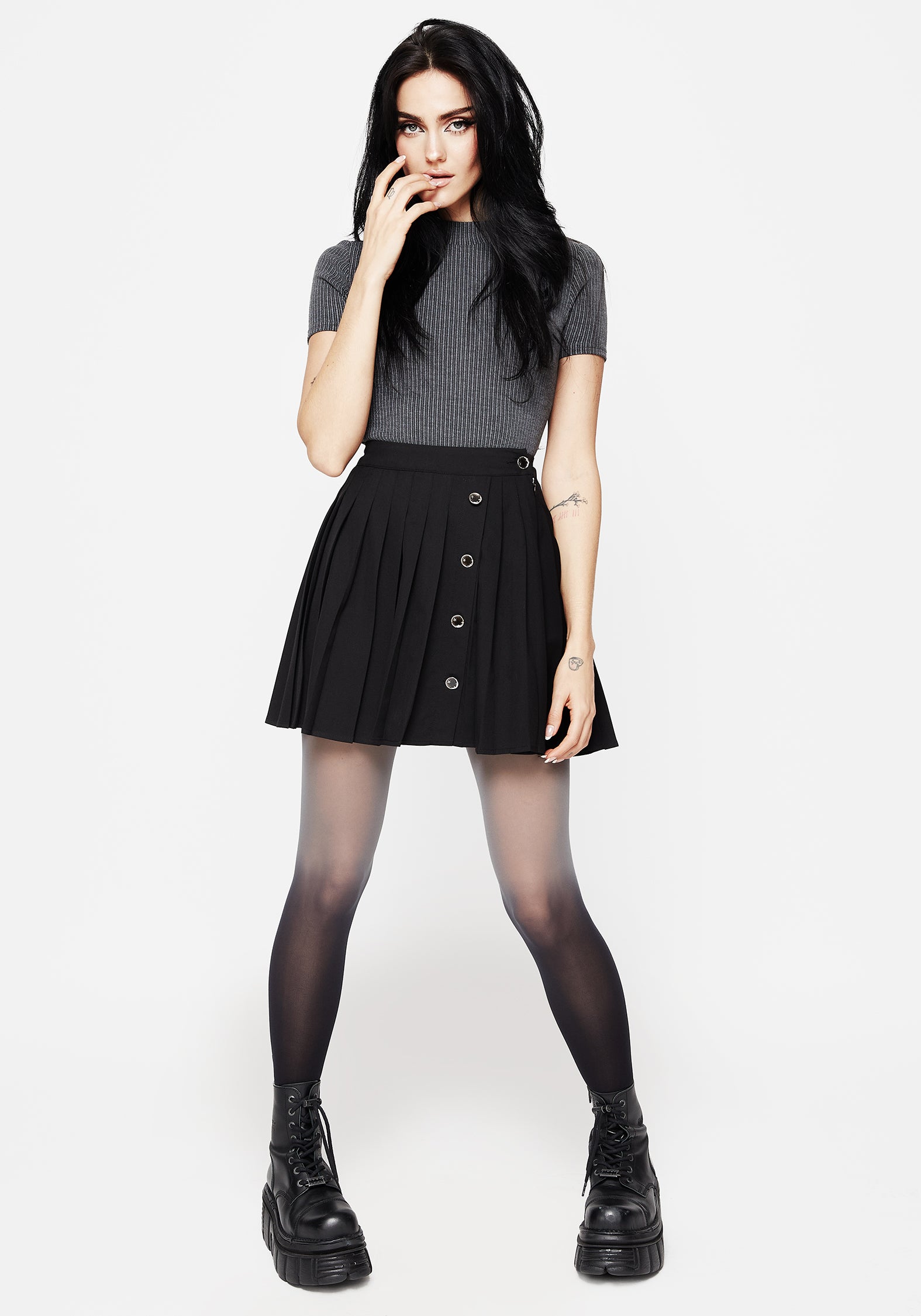 Black & Grey Ombre Tights - Stretchy Semi-Opaque Legwear