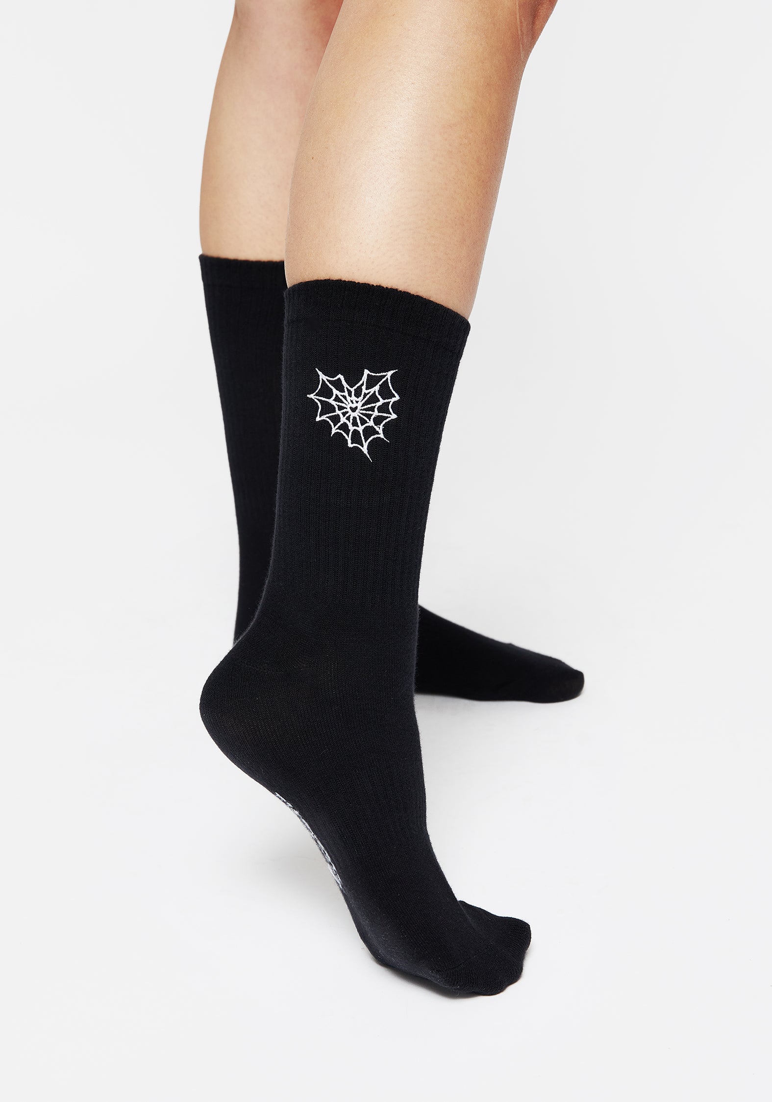 Spiderweb Embroidered Crew Socks | Catch Feelings