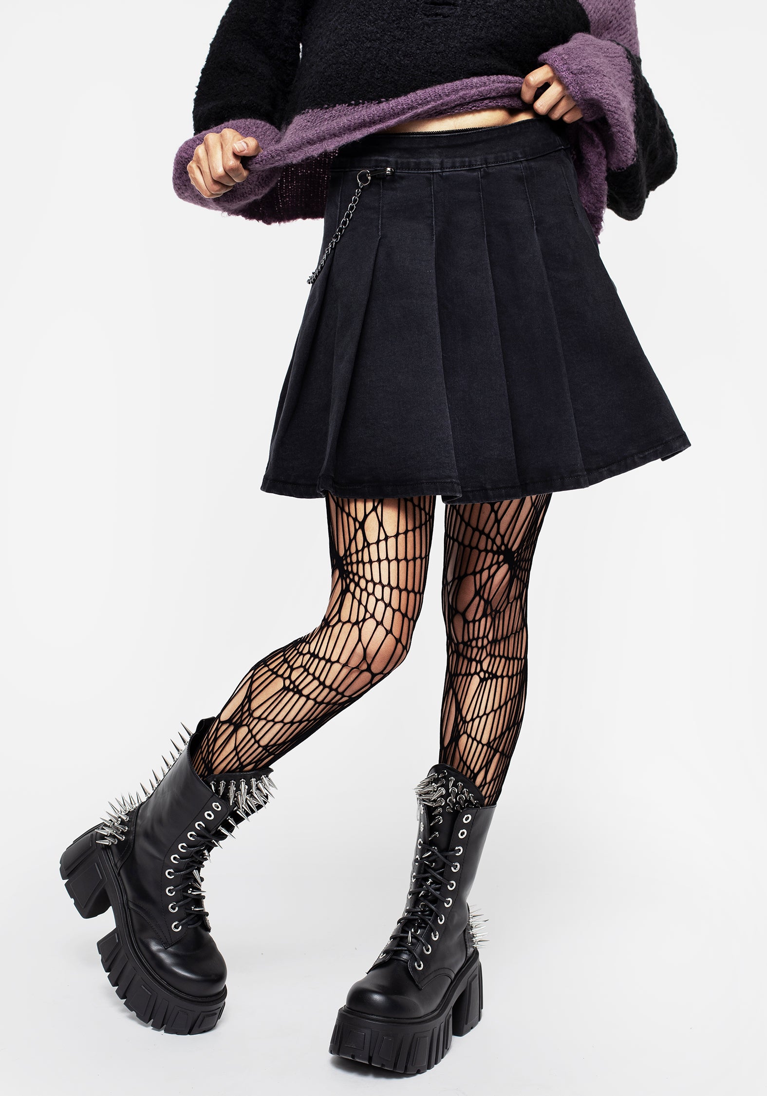 Gothic Cobweb Fishnet Tights - High Waist & Stretchy | One Size