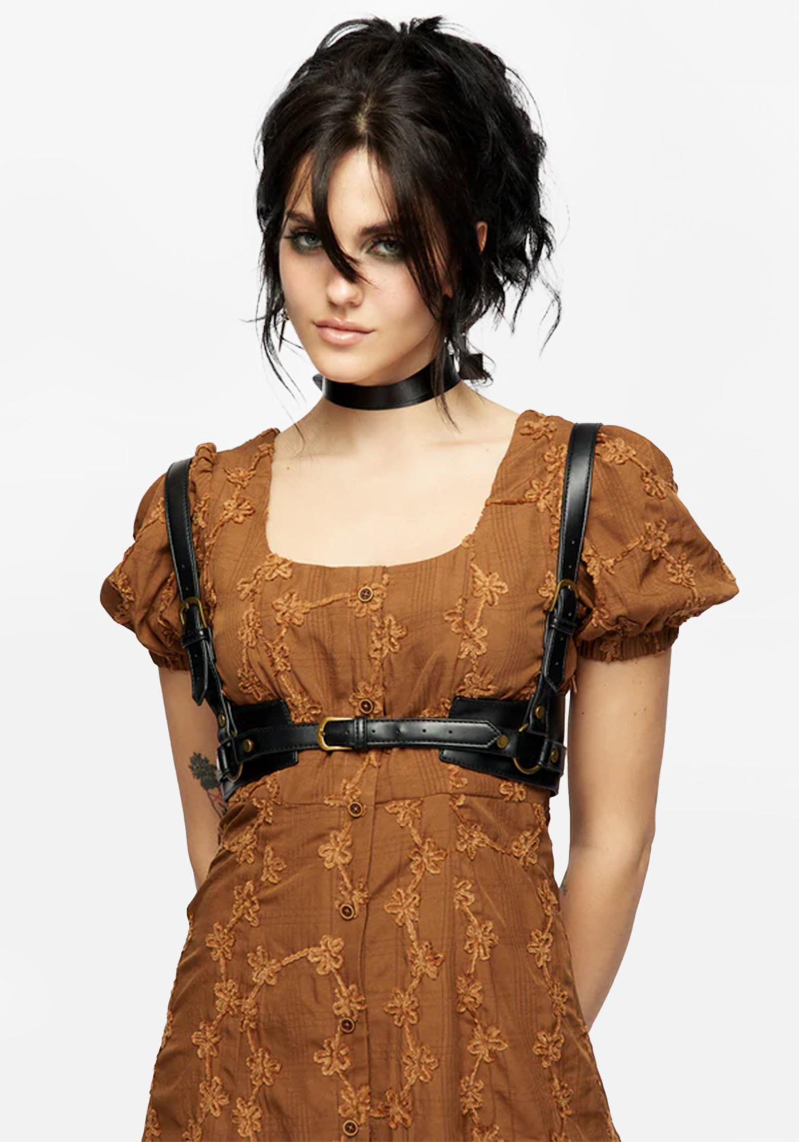 Faux Leather Western Harness with Brass Hardware | Maeve