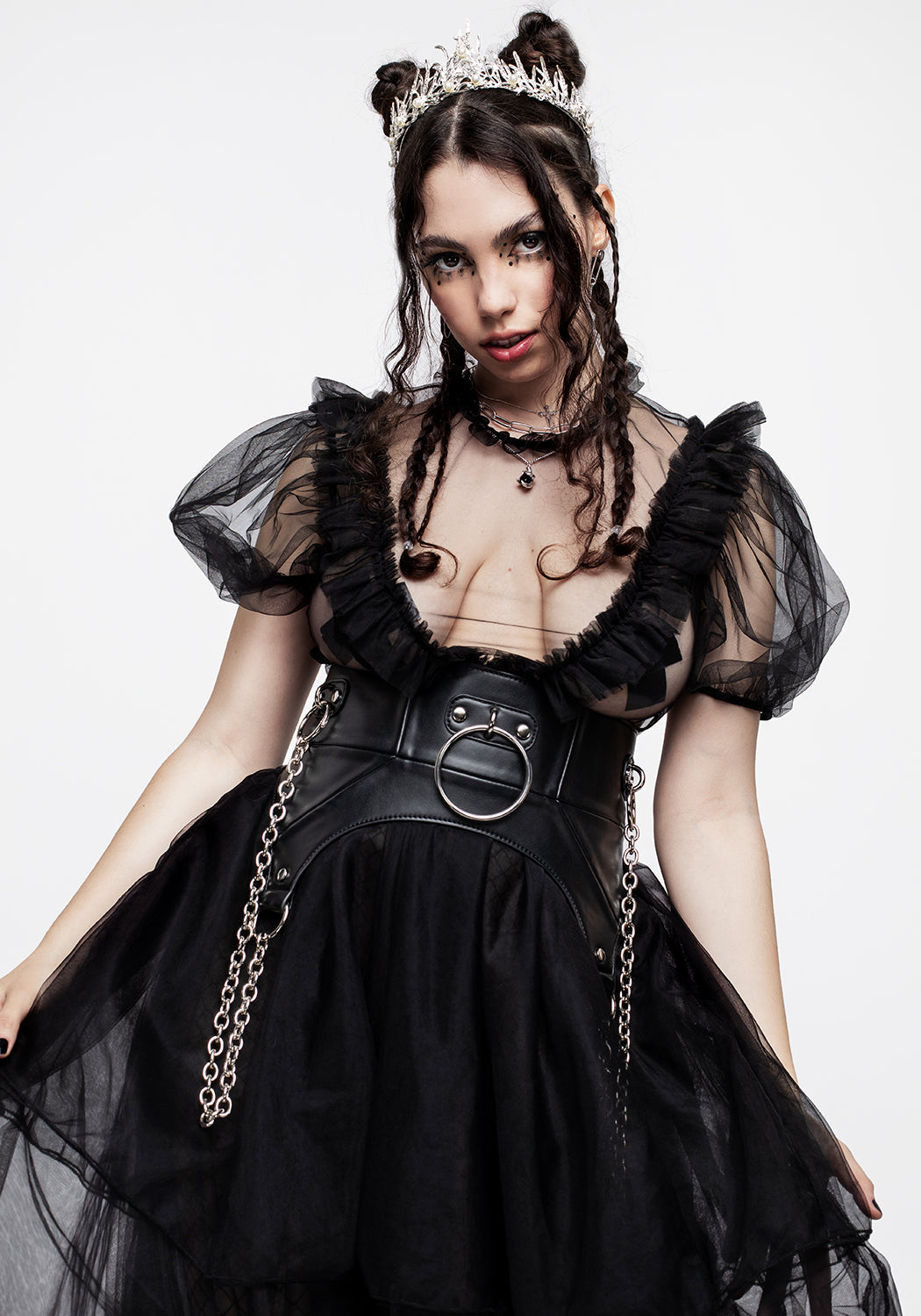 Faux Leather Waist Cincher Belt with Chain Detail | Aphelion