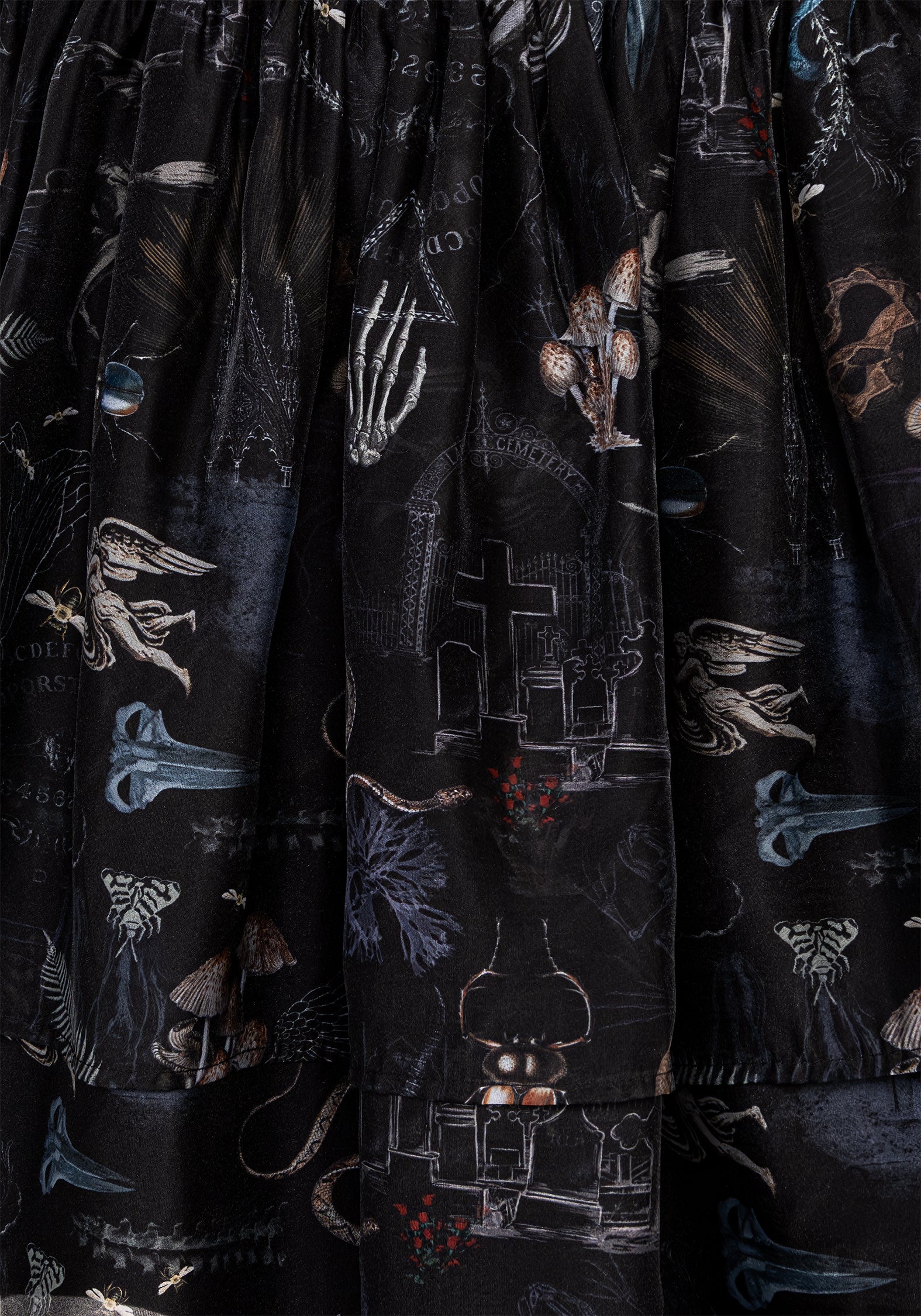 Gothic Victoriana Print Organza Mini Dress | Maudeline