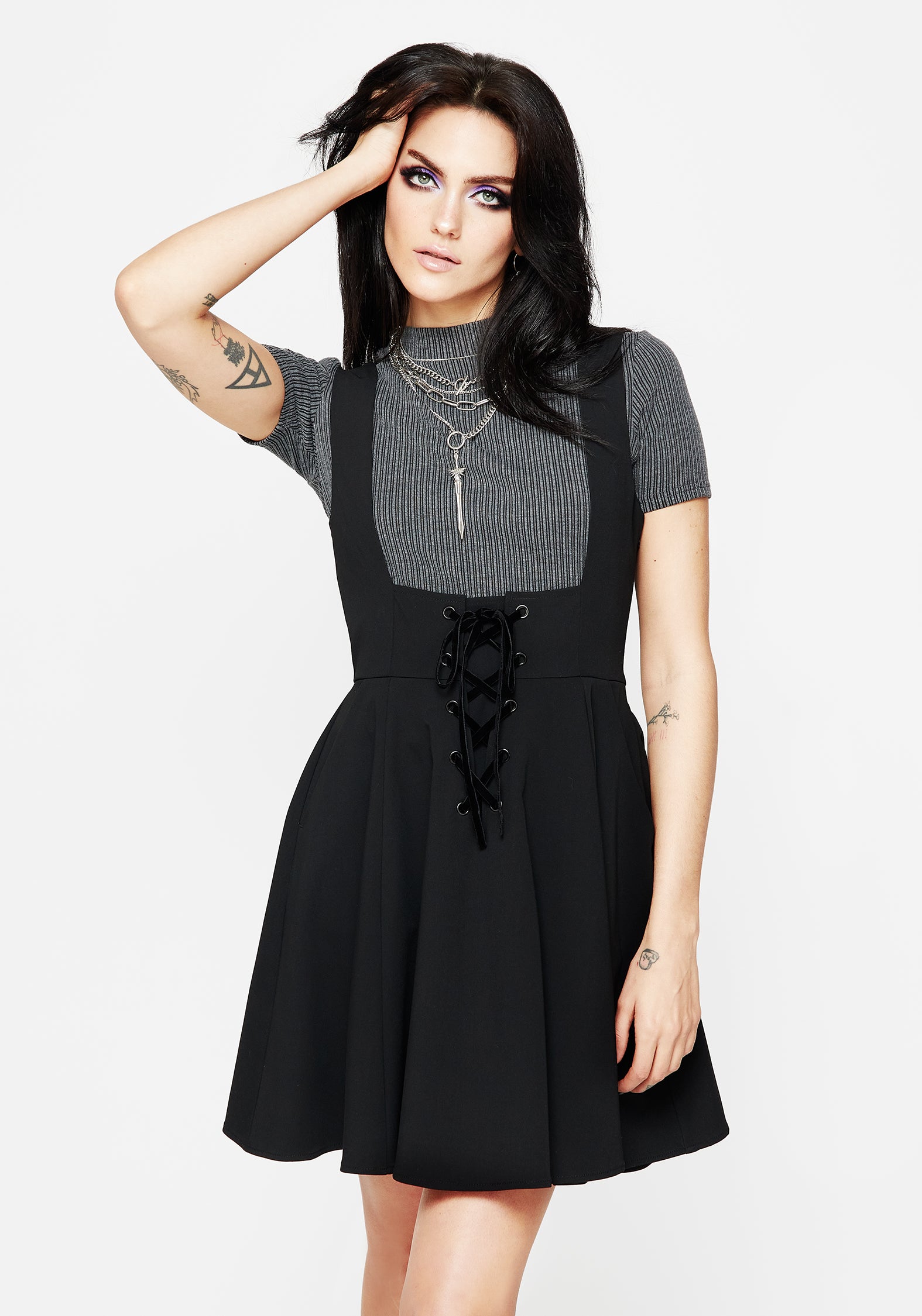 Lace Up Mini Dress with Pockets & A-Line Skirt | Nessa