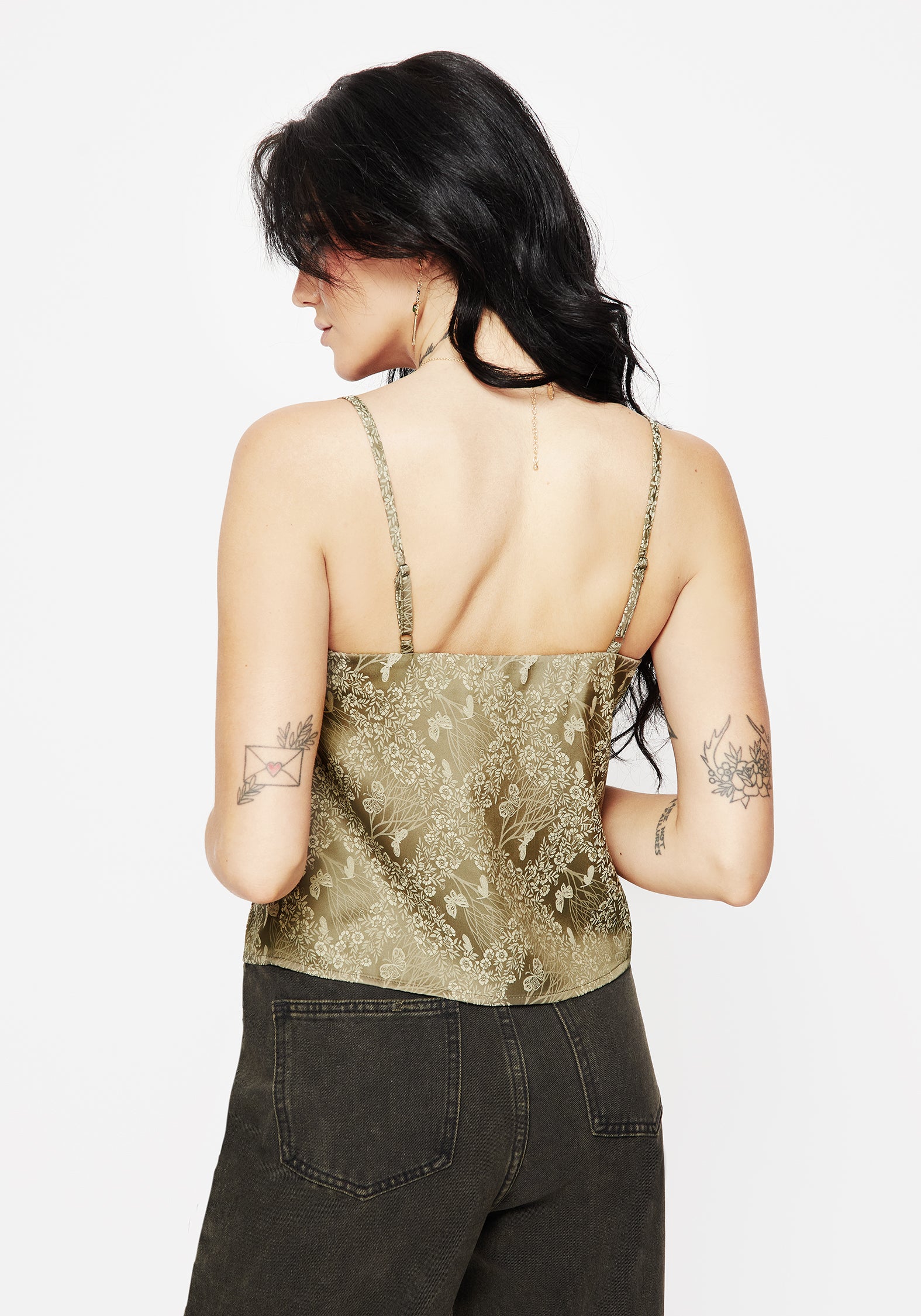 Floral Print Cami Top with Lace Trim & V-Neck | Yara