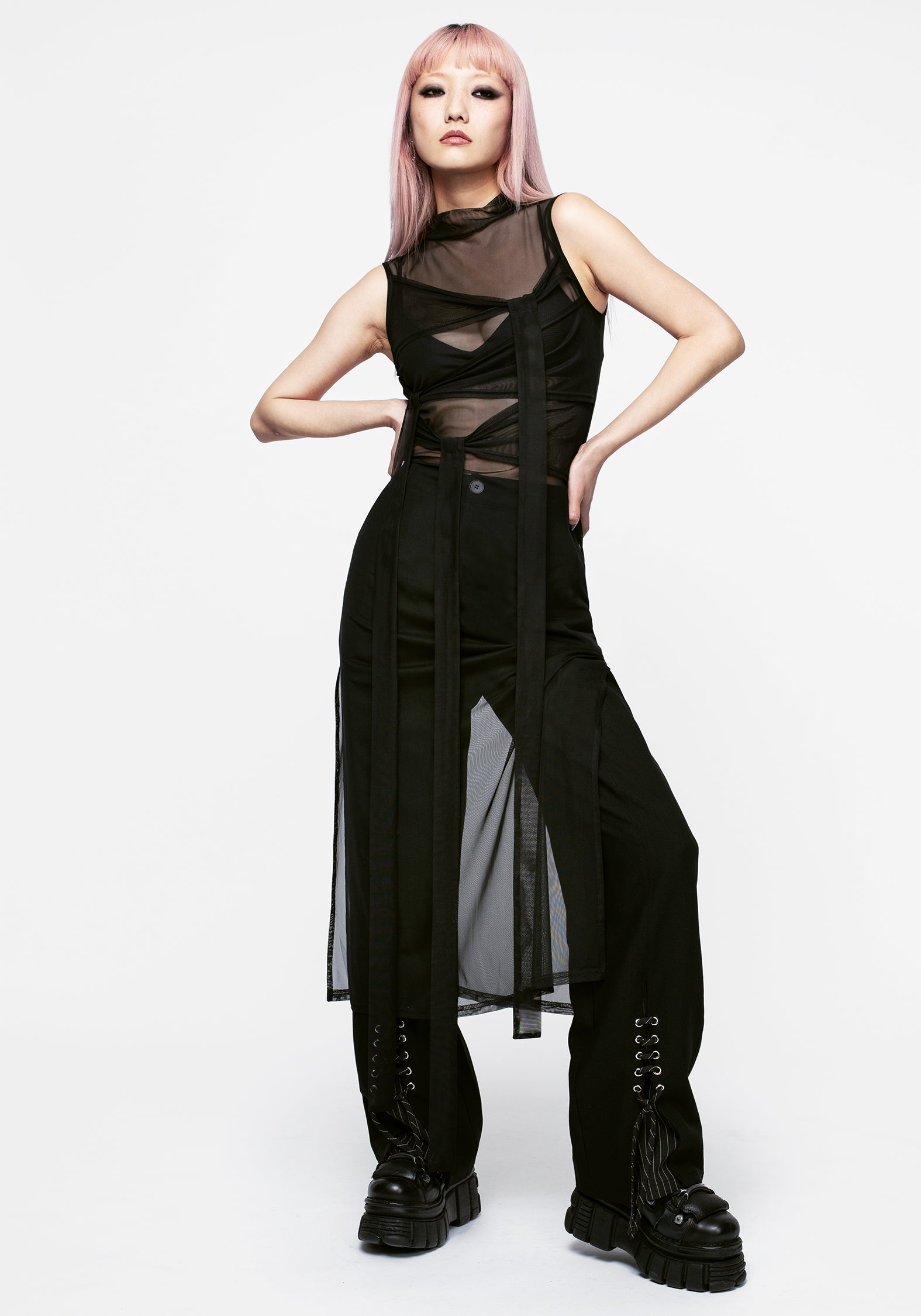 Black Sheer Mesh Bodycon Dress with Keyhole Neckline | Madison