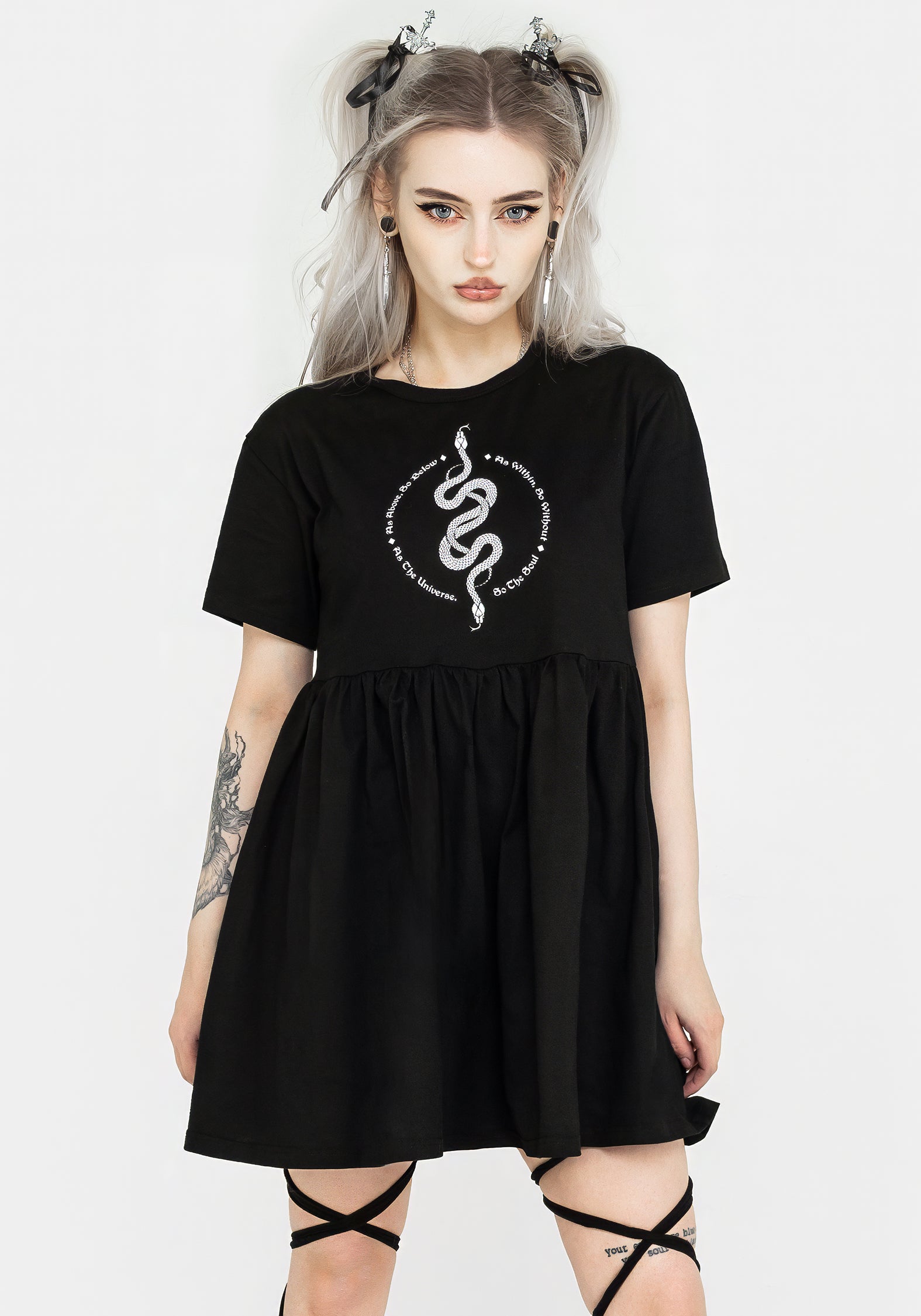 Black Graphic Print Jersey Mini Skater Dress with Pockets | Hermetica