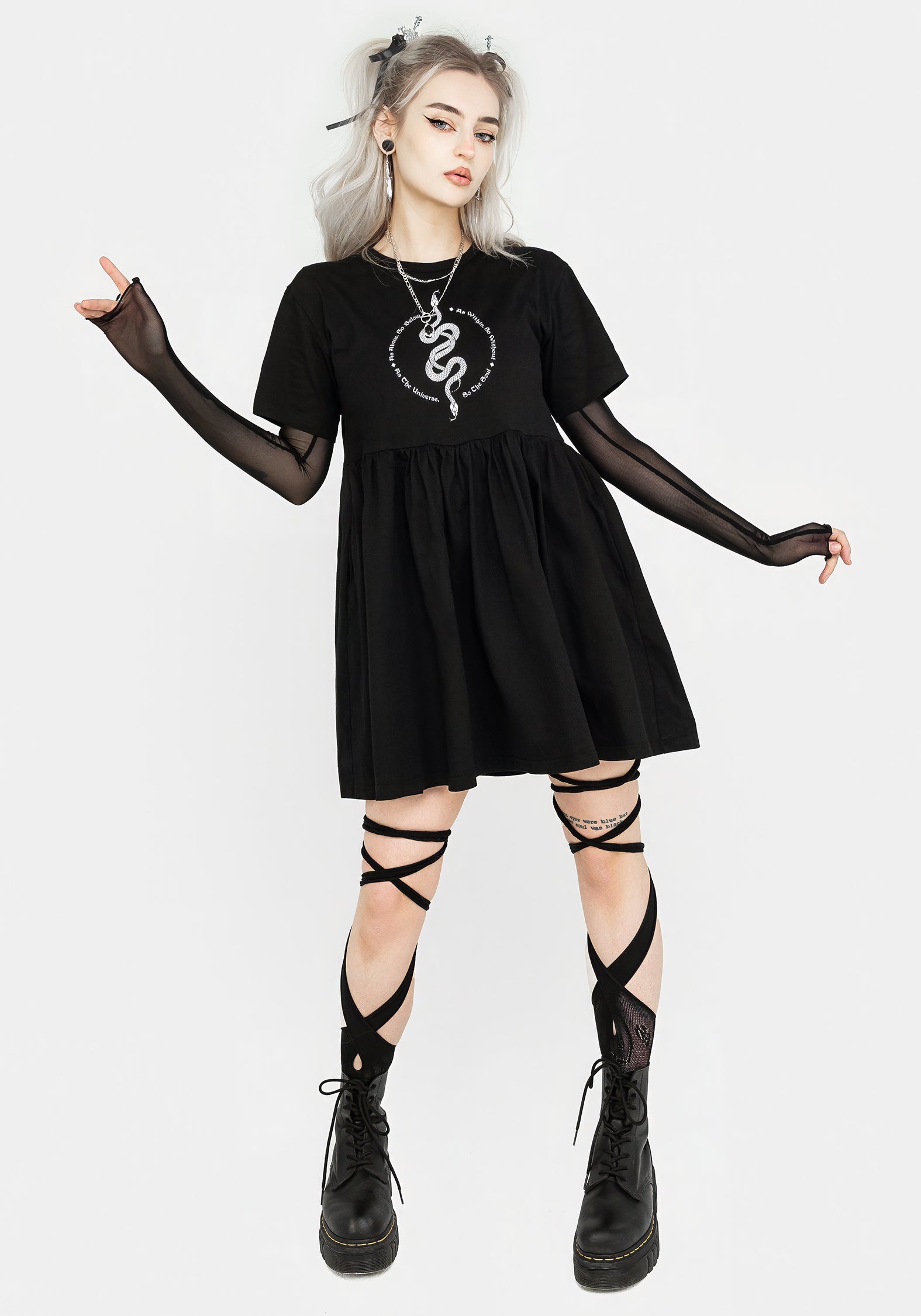 Black Graphic Print Jersey Mini Skater Dress with Pockets | Hermetica