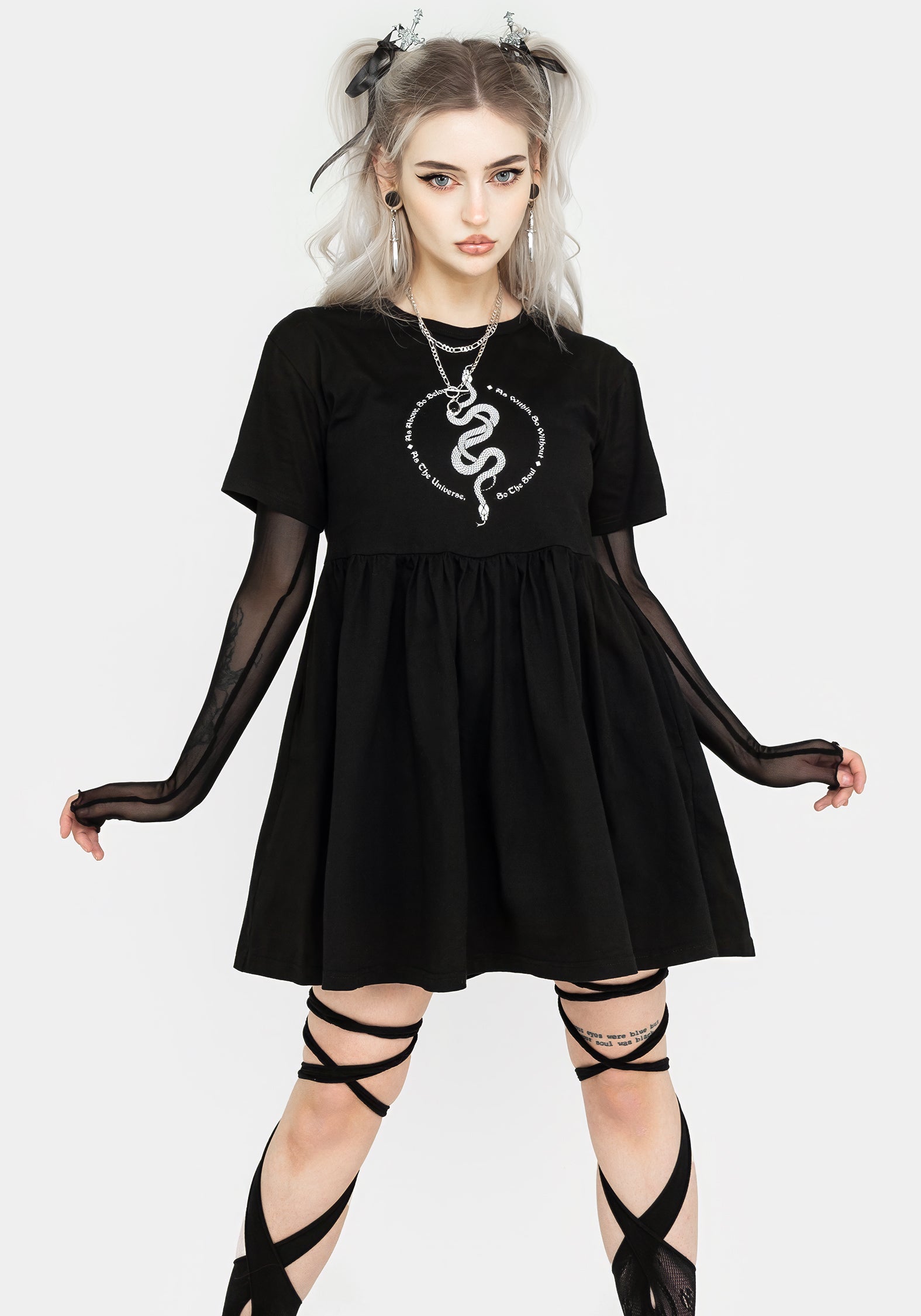 Black Graphic Print Jersey Mini Skater Dress with Pockets | Hermetica