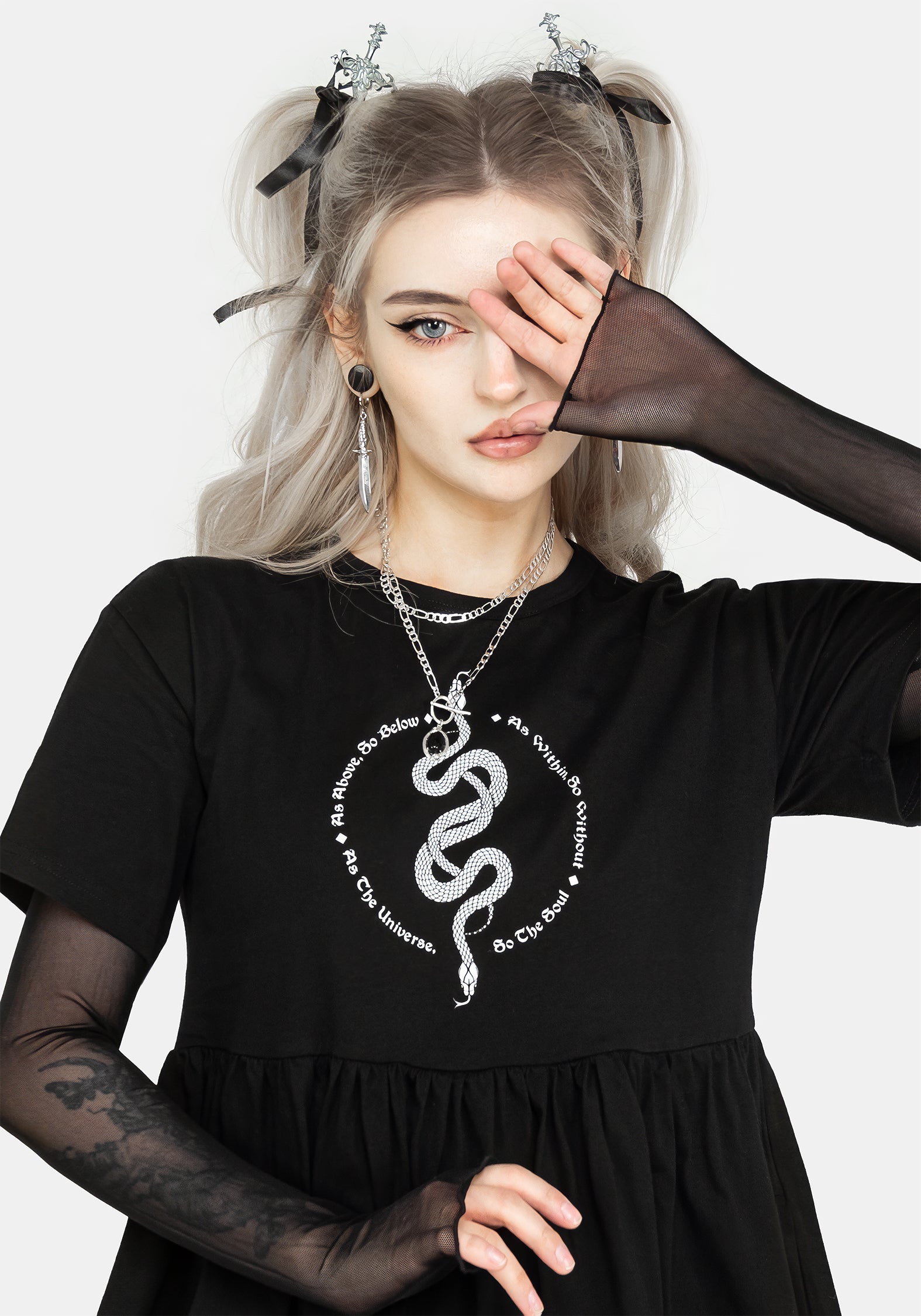 Black Graphic Print Jersey Mini Skater Dress with Pockets | Hermetica