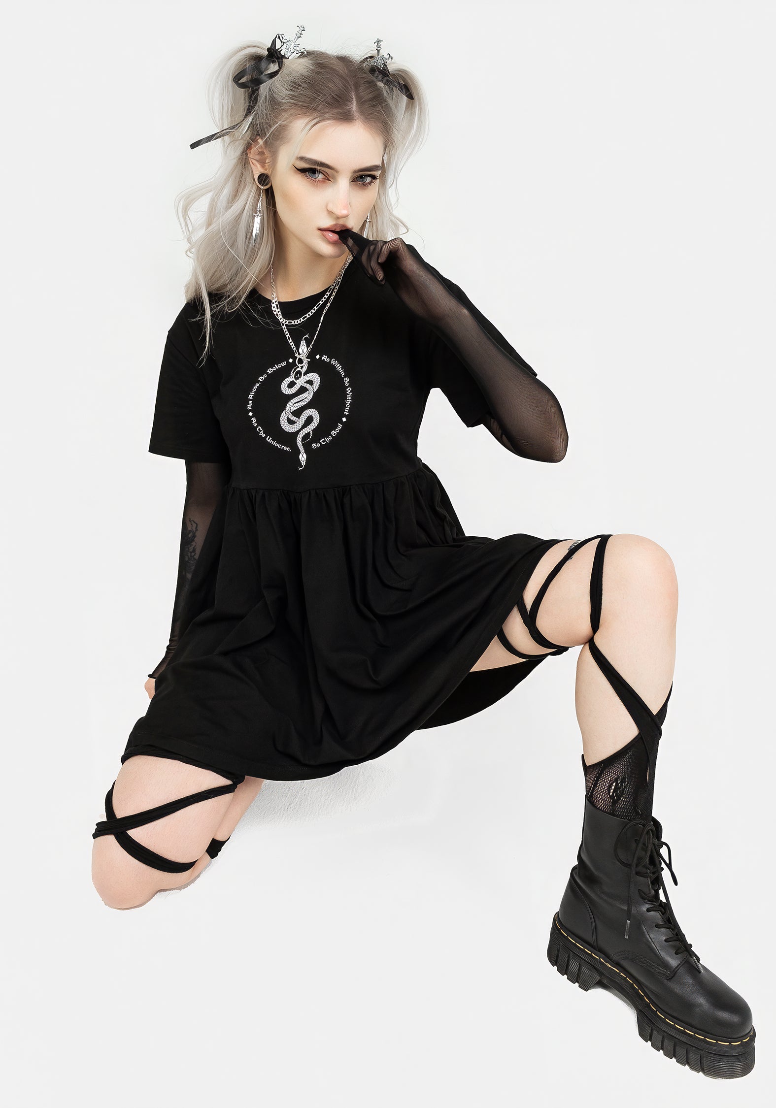 Black Graphic Print Jersey Mini Skater Dress with Pockets | Hermetica