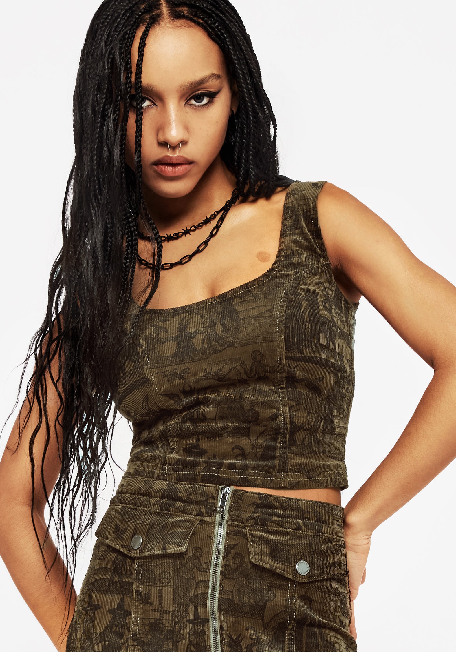 Medieval Woodcut Print Corset Top with Zip Back | Diabolical Cord