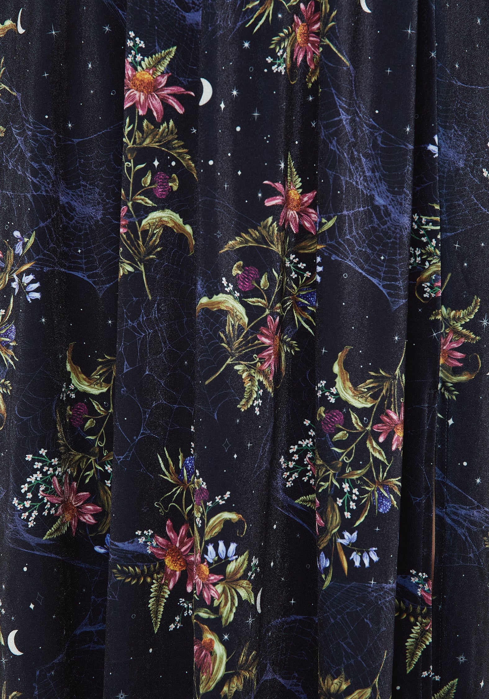 Floral Velour Midi Skirt with Side Split | Cleome Spiderweb