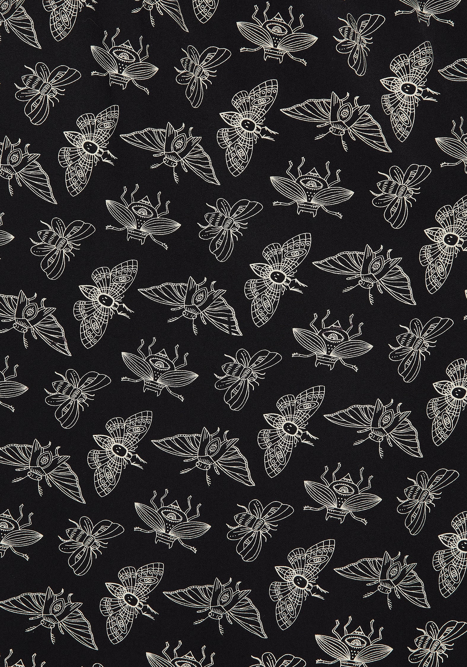 Black Moth Print Midi Dress with V-Neck & Leg Split | Mortmoth