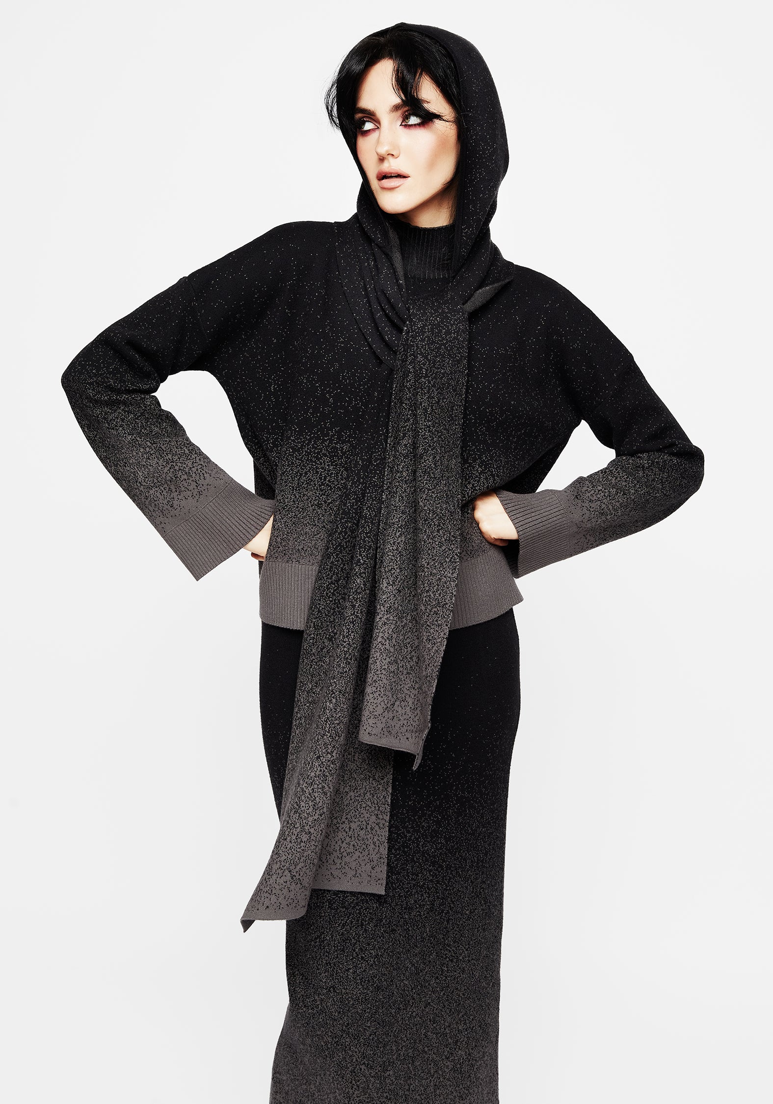 Ombre Knit Hooded Scarf for Winter | Nightjar