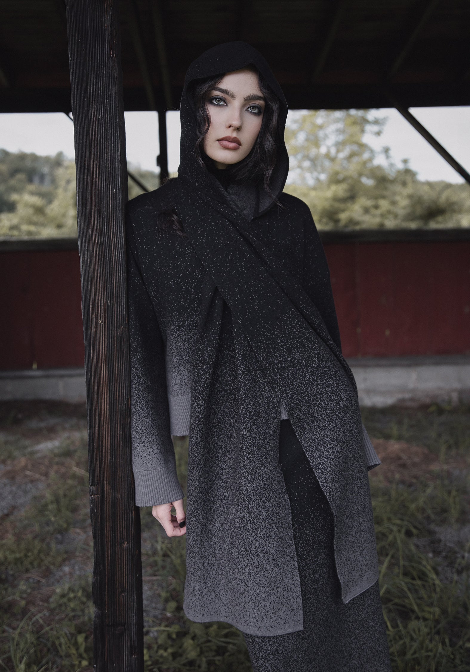Ombre Knit Hooded Scarf for Winter | Nightjar