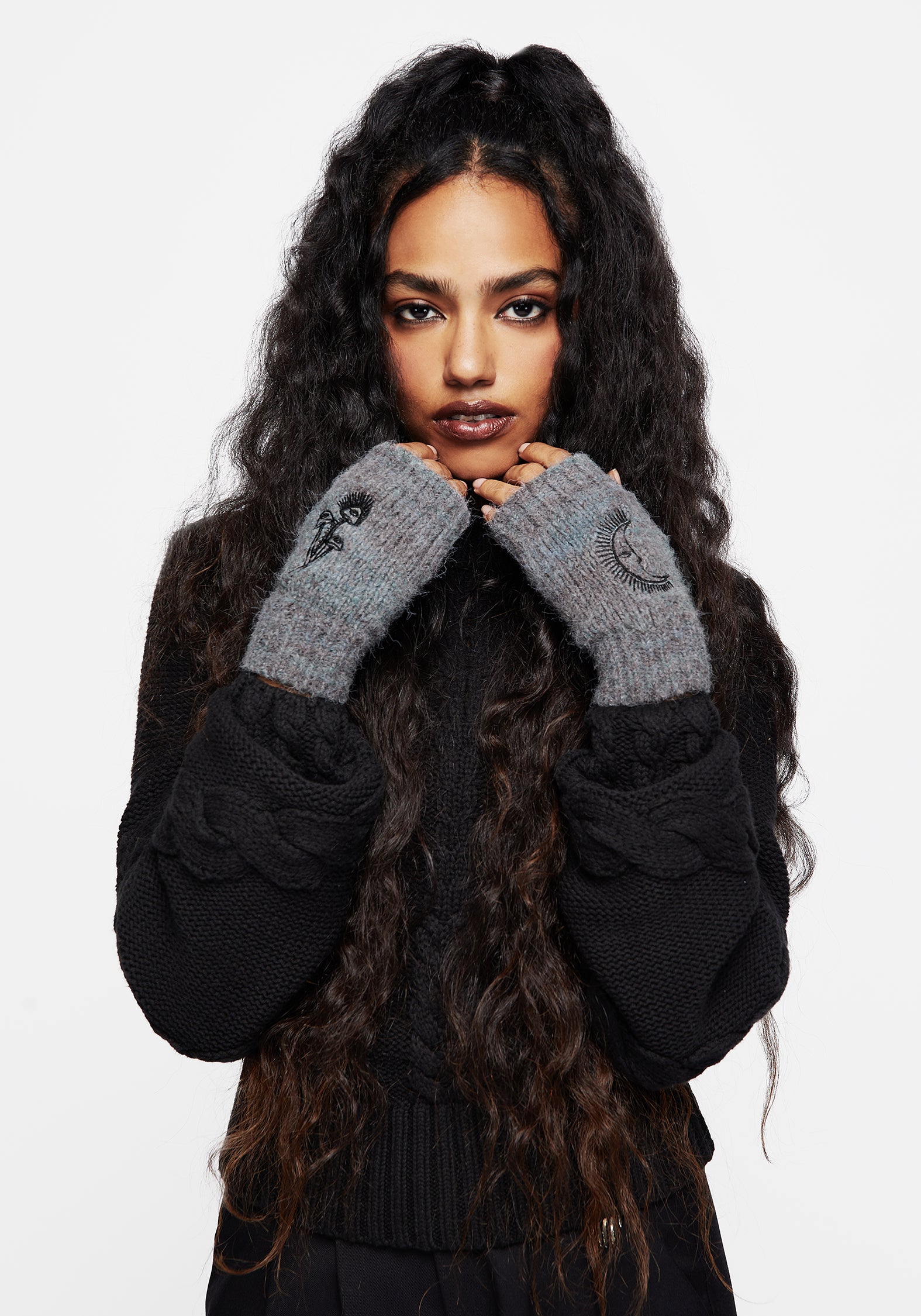 Embroidered Fingerless Gloves for Texting & Warmth | Mandragore Knit