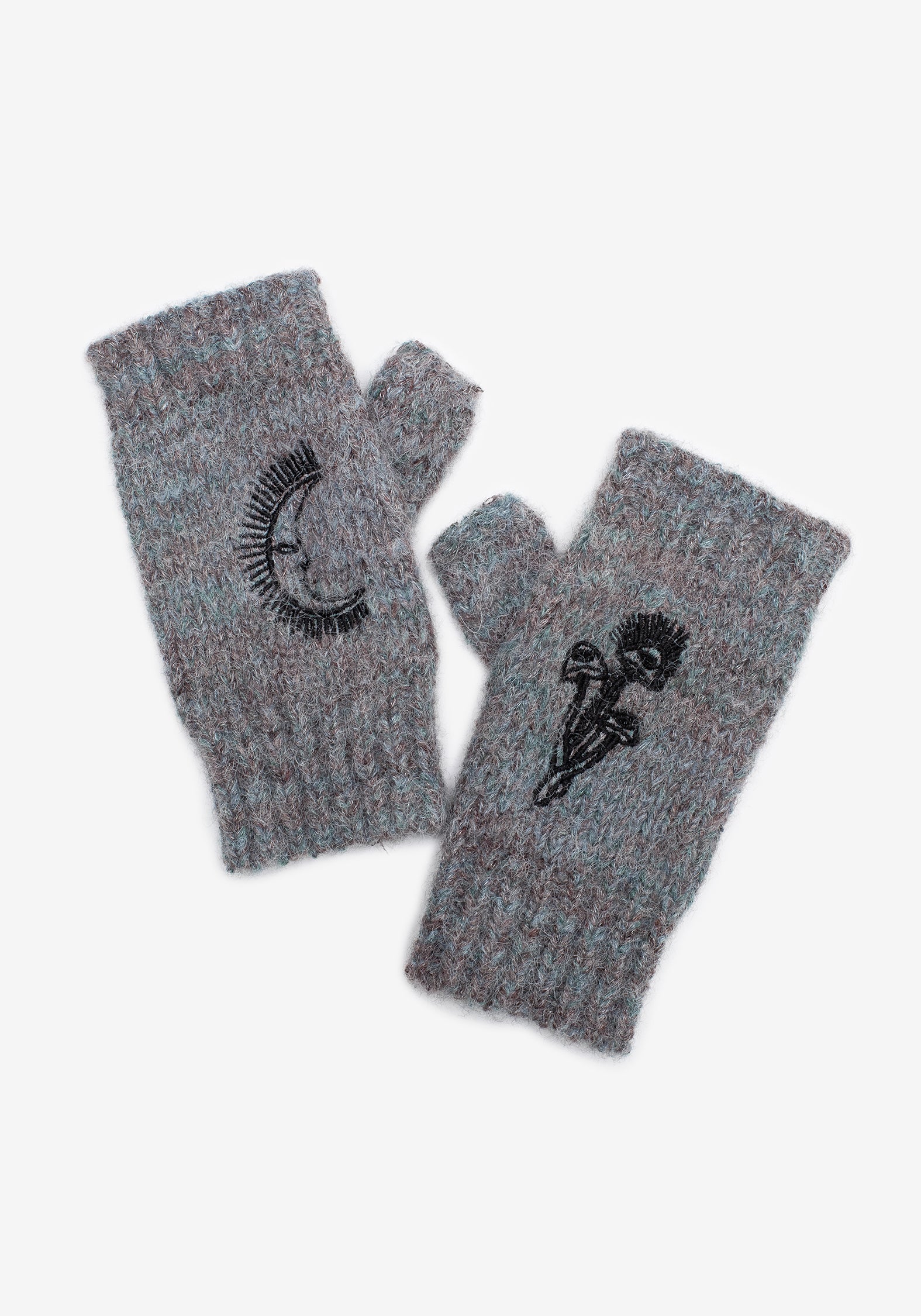 Embroidered Fingerless Gloves for Texting & Warmth | Mandragore Knit