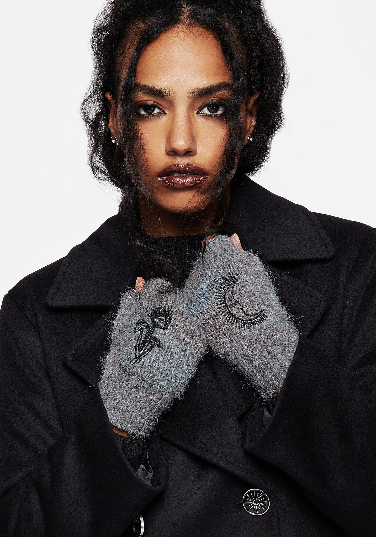 Embroidered Fingerless Gloves for Texting & Warmth | Mandragore Knit