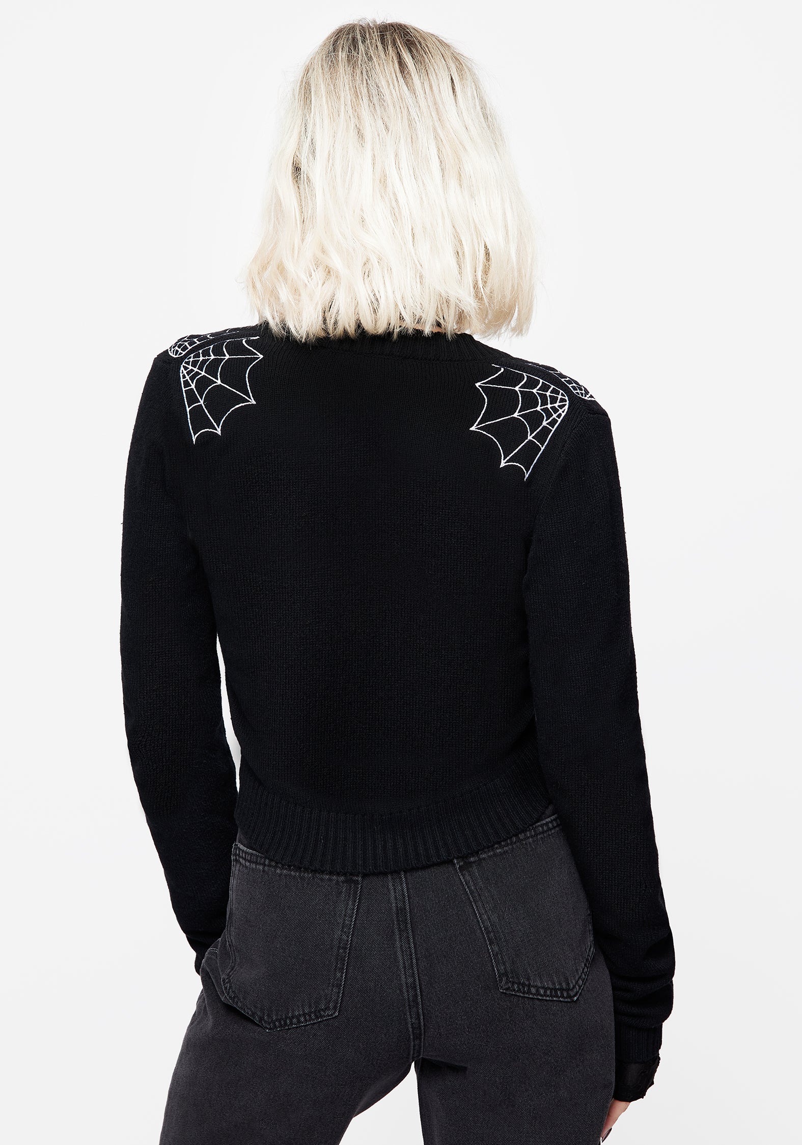 Spider Web Embroidered Knit Cardigan | Catch Feelings