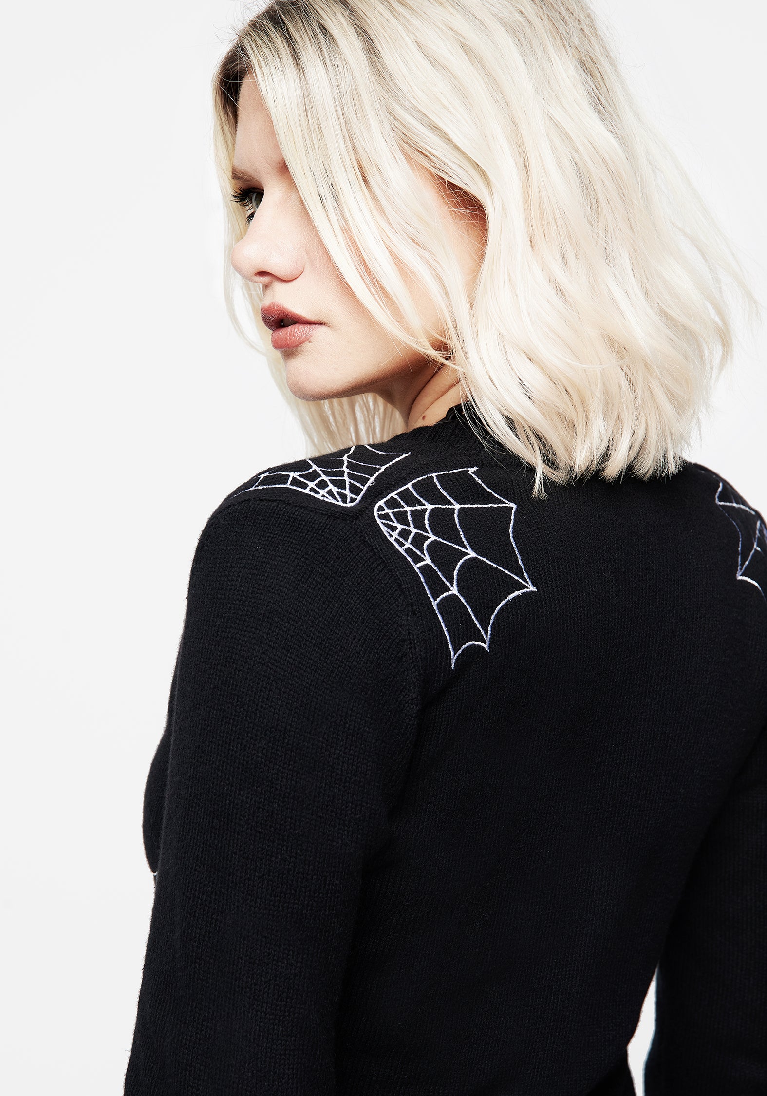 Spider Web Embroidered Knit Cardigan | Catch Feelings