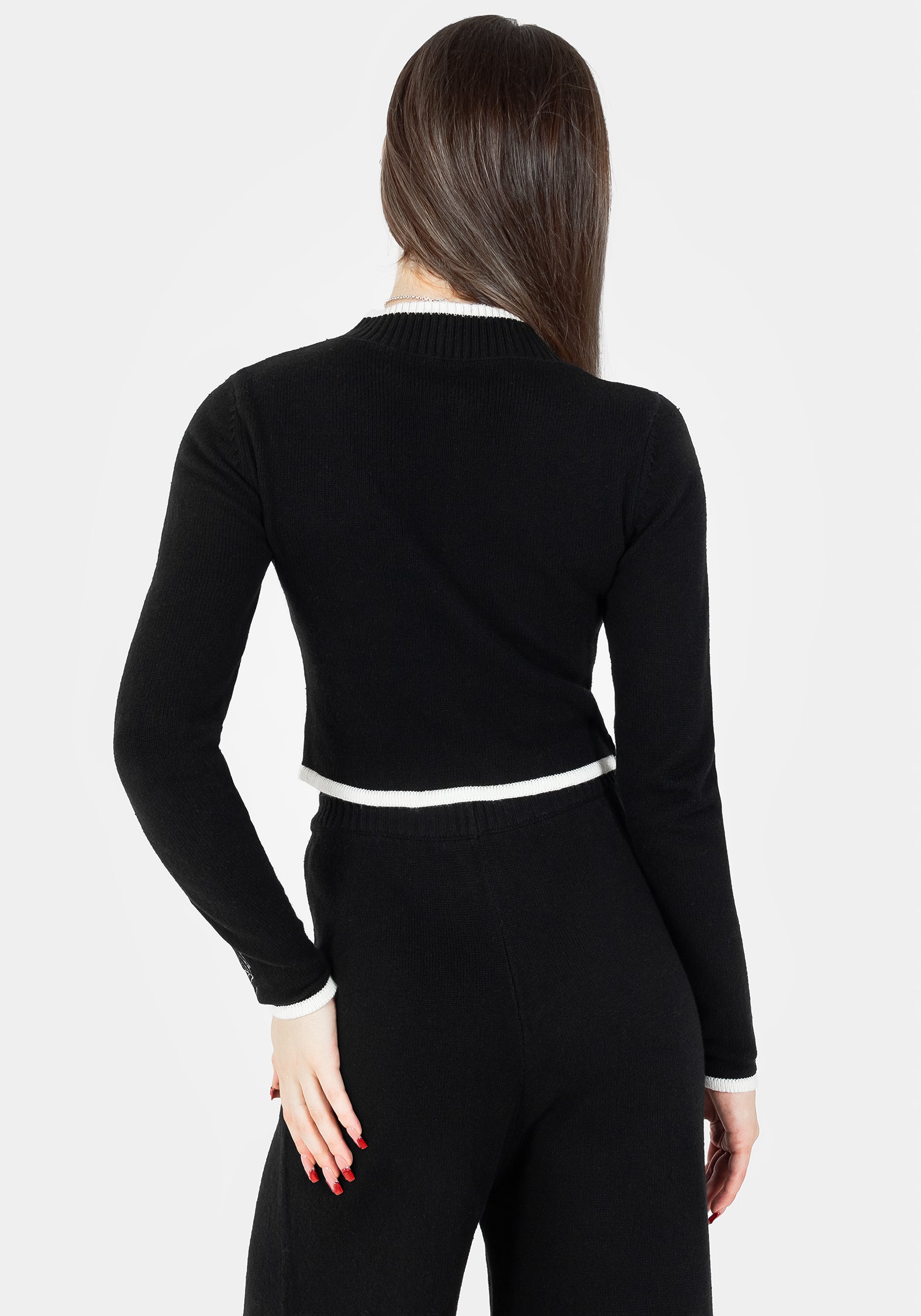 Black Cropped Knit Sweater with Spiderweb Embroidery | Araneae