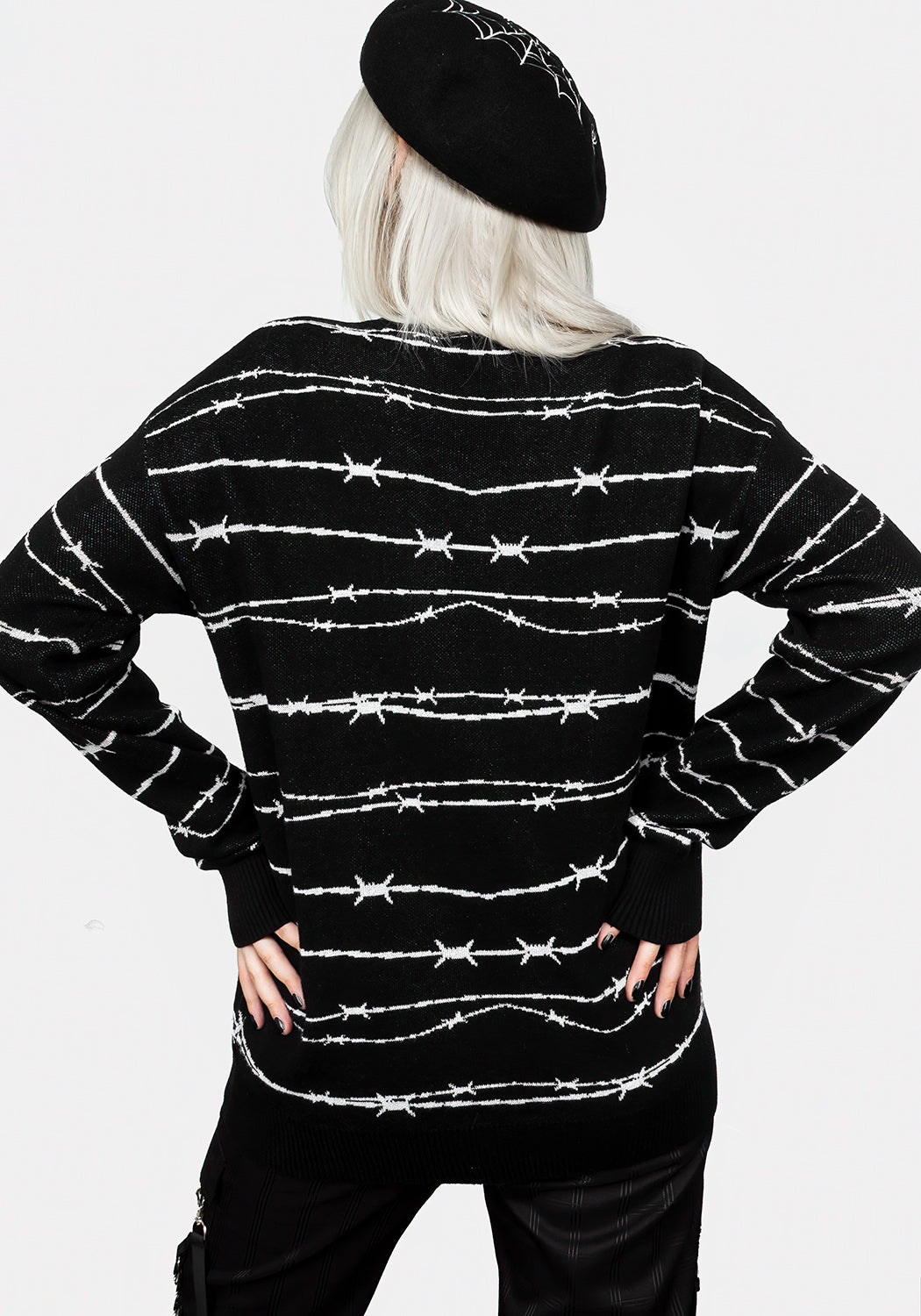 Barbed Wire Knit Sweater | Longline Crew Neck for Men & Women