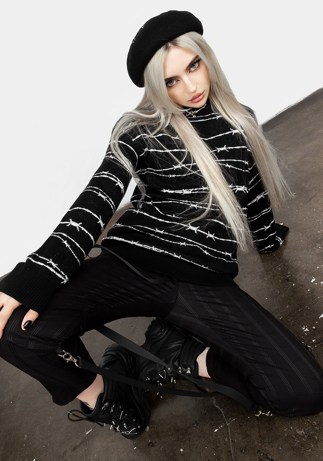 Barbed Wire Knit Sweater | Longline Crew Neck for Men & Women