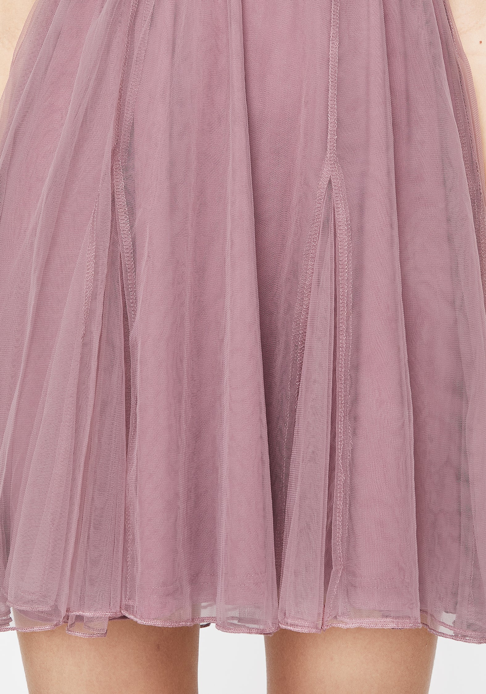 Purple Shirred Mesh Mini Dress with Godet Panels | Carolina Godet