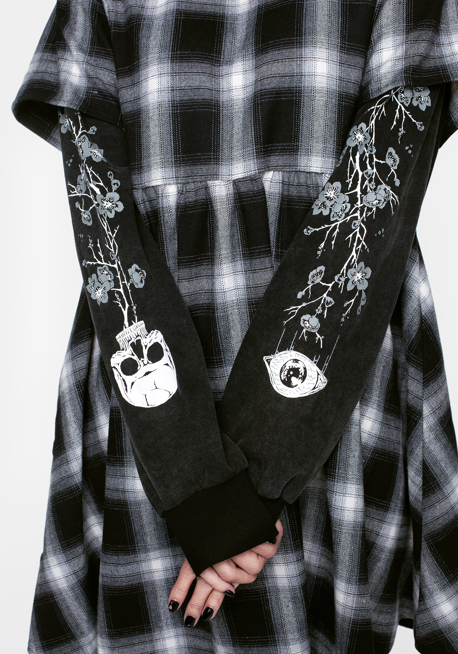 Black & White Check Smock Dress with Layered Sleeves | Hypnos