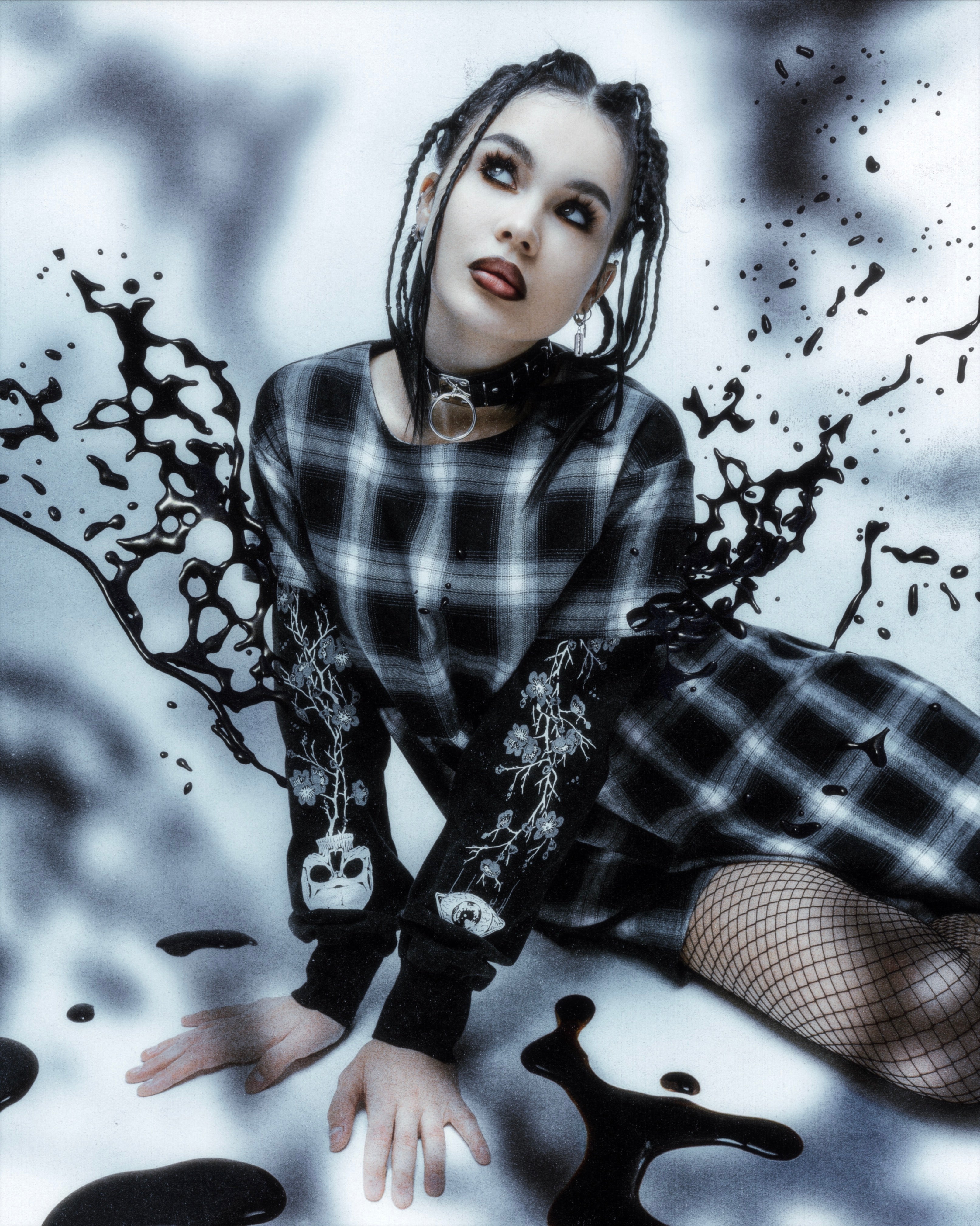 Black & White Check Smock Dress with Layered Sleeves | Hypnos