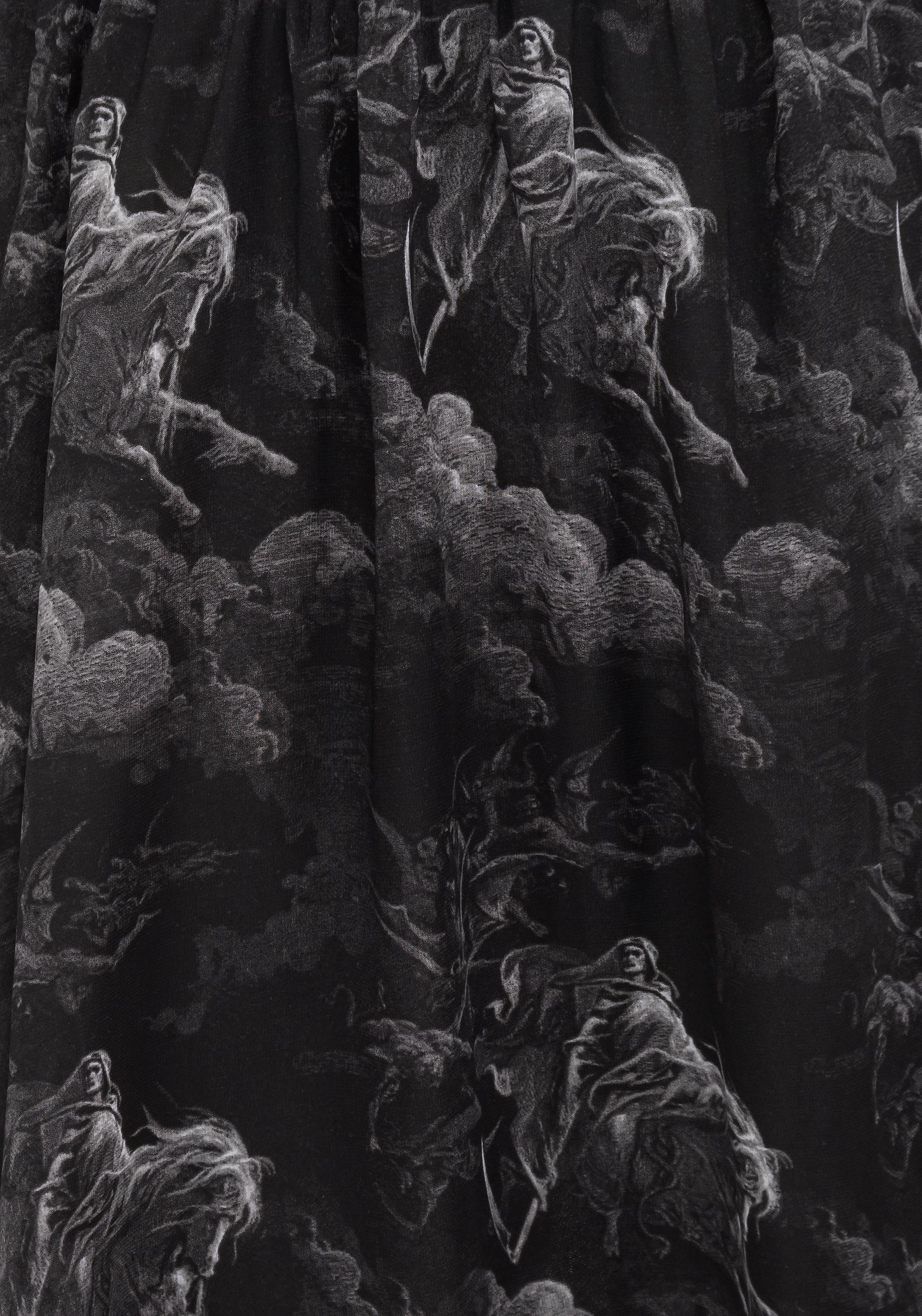Black Chiffon Puff Sleeve Mini Dress with Death Print | Revelation