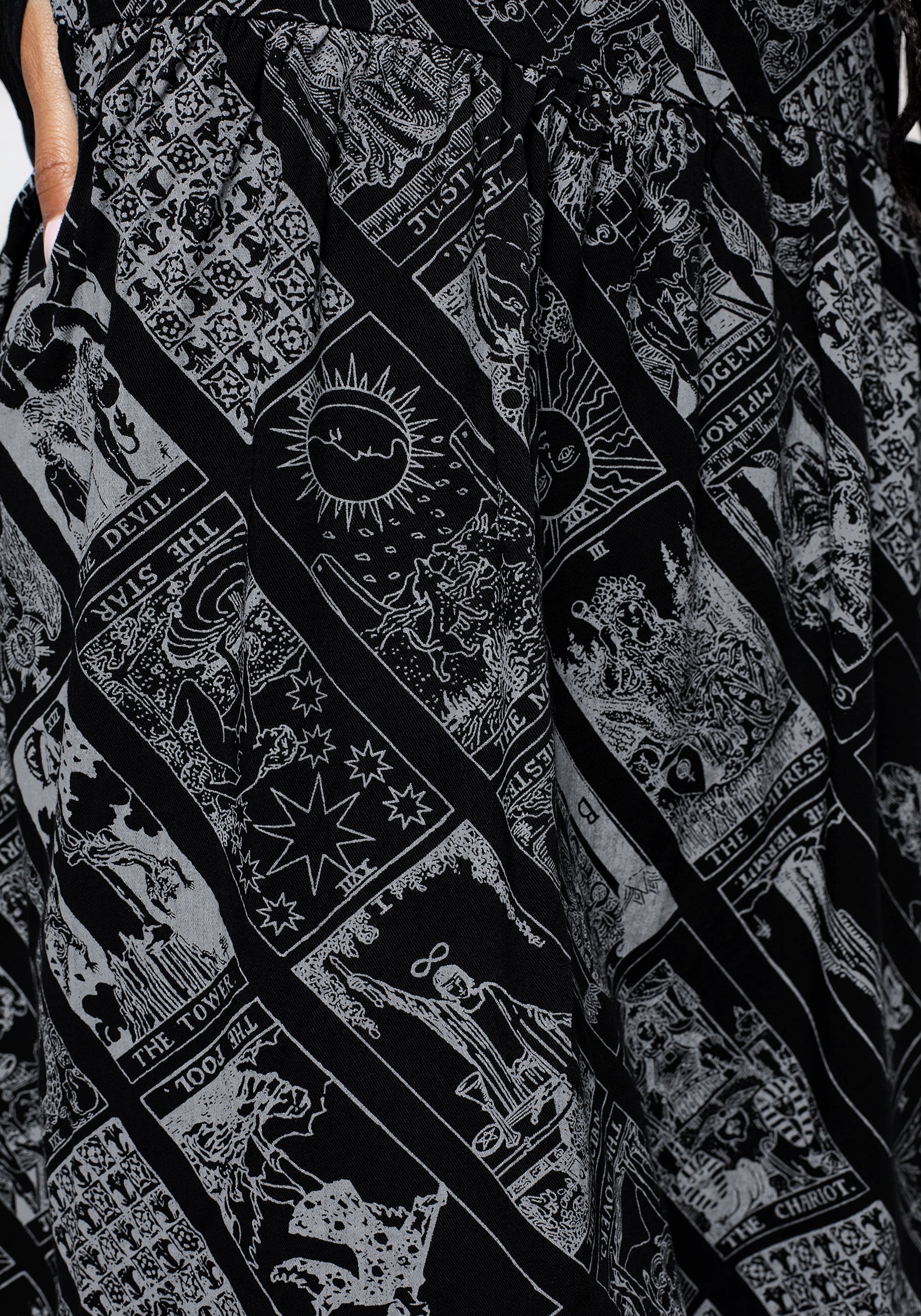 Tarot Print Mini Smock Dress with Scoop Neck | Cartomancy
