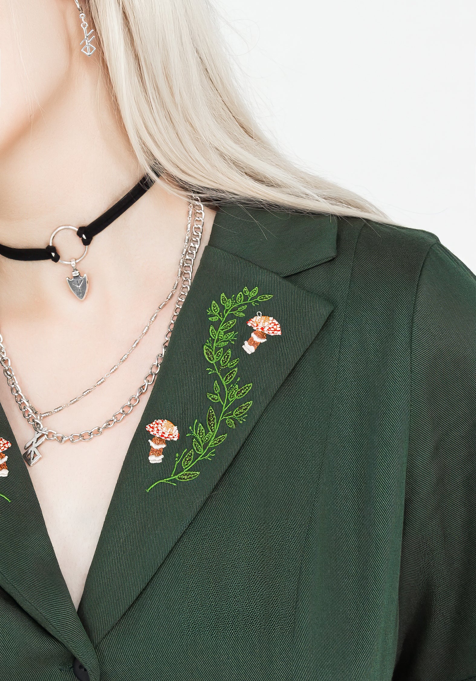 Green Embroidered Button Up Mini Shirt Dress with Belt | Fable