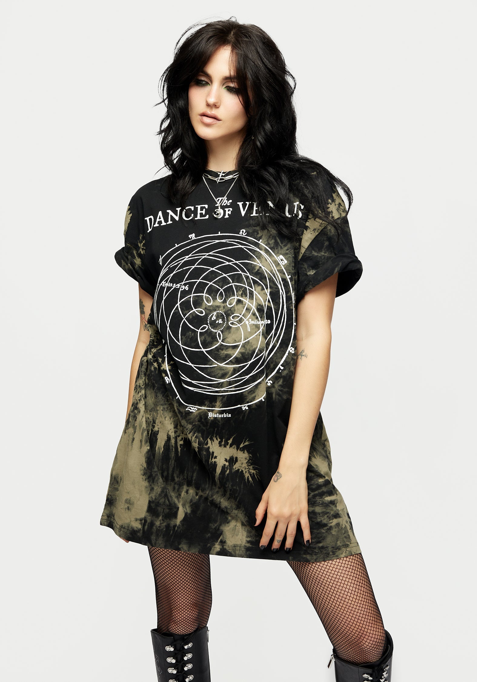 Tie Dye T-Shirt Dress with Oversized Fit & Graphic Print | Dance of Venus