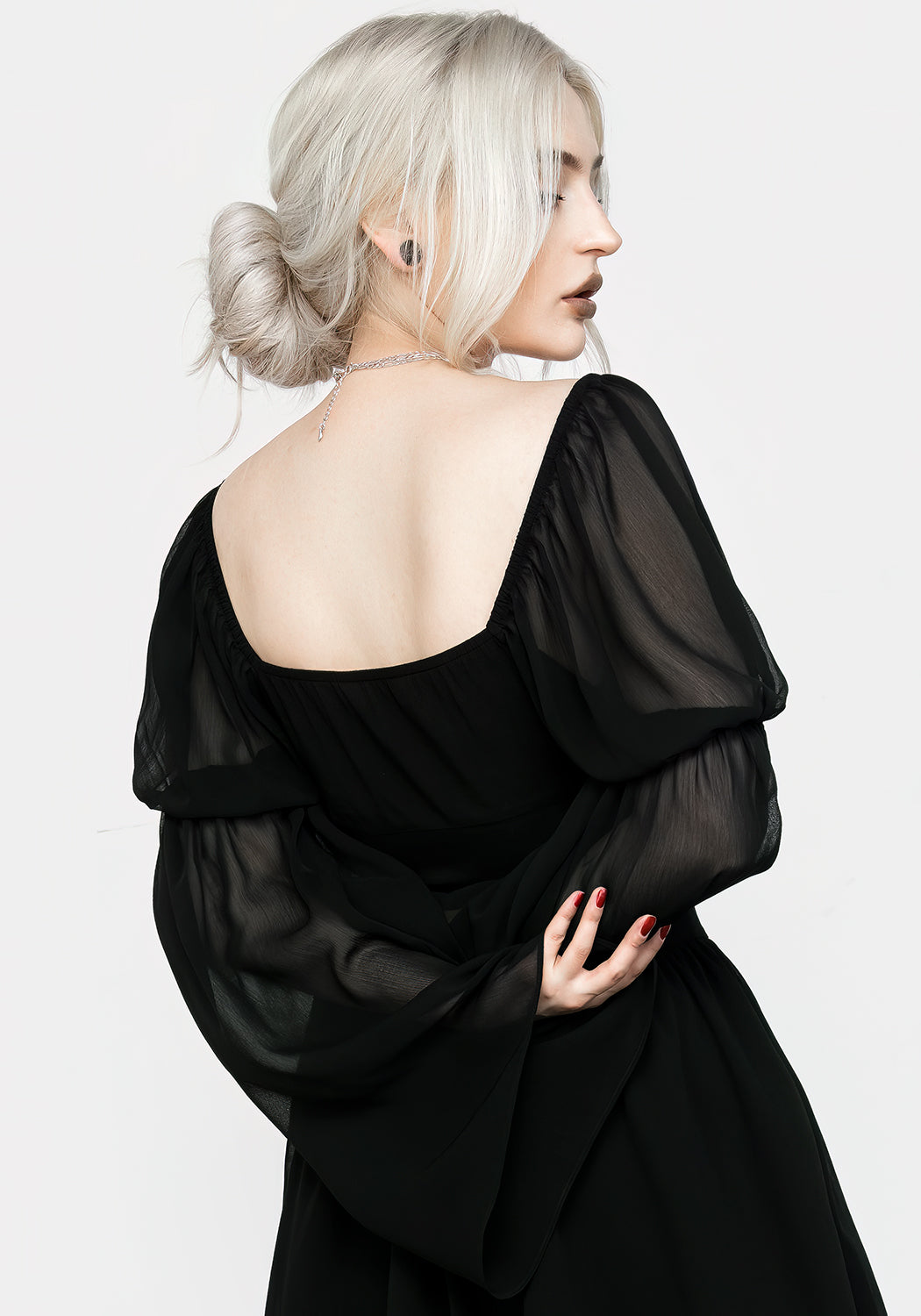 Black Sheer Lace-Up Mini Dress with Corset Detail | Bonnie