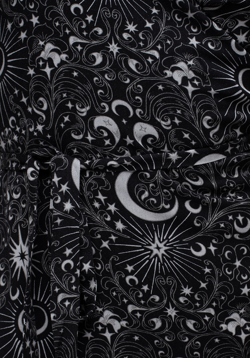 Black Moon & Star Print Wrap Mini Dress | Stellaluna Kimono
