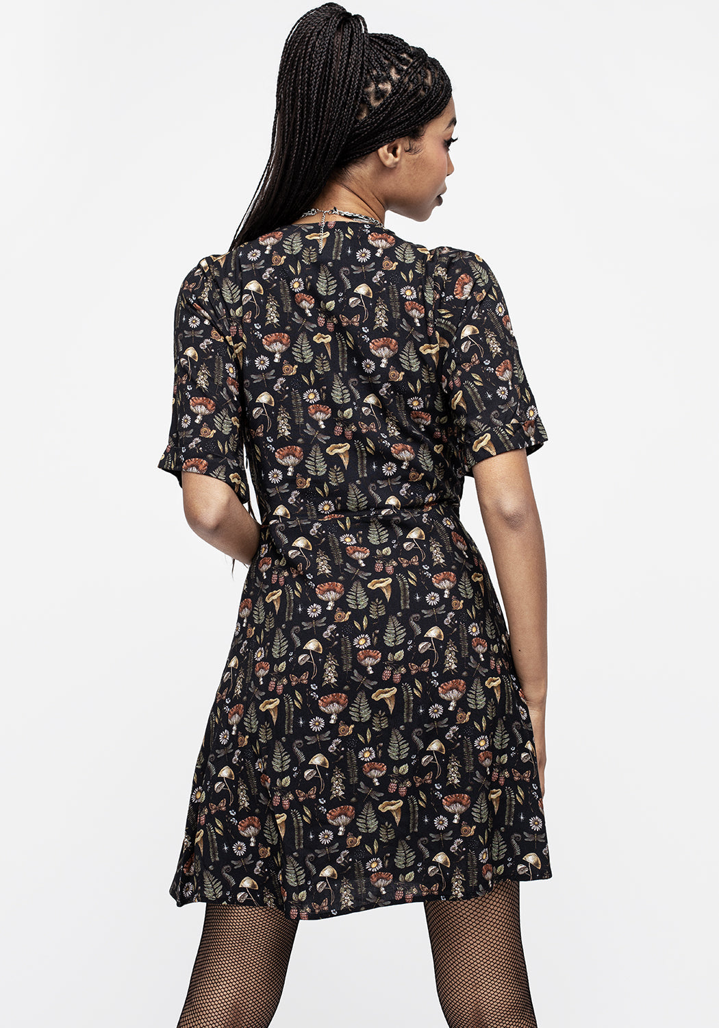 Mock Wrap Mini Dress with V-Neck & Side Split | Luthien