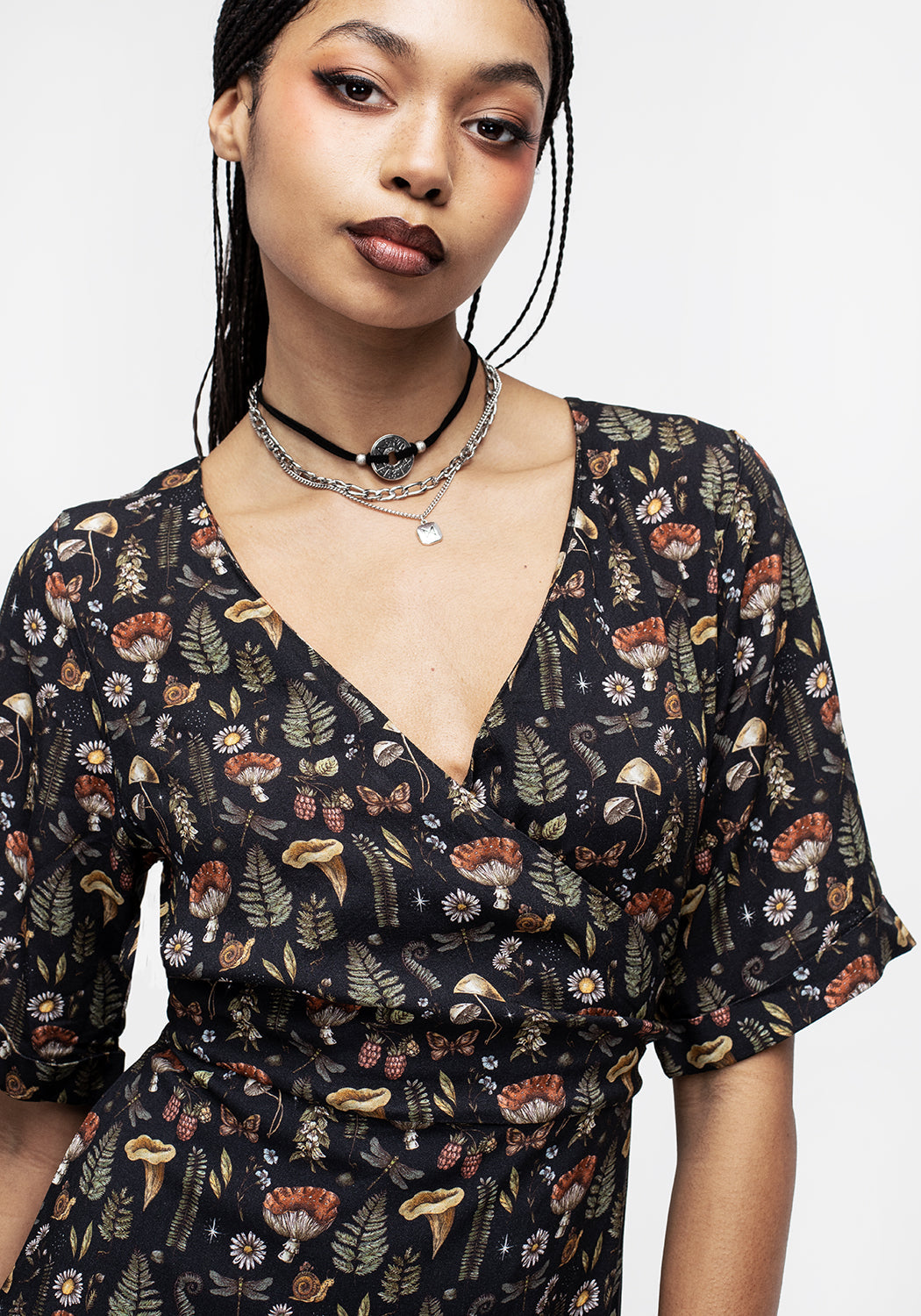 Mock Wrap Mini Dress with V-Neck & Side Split | Luthien