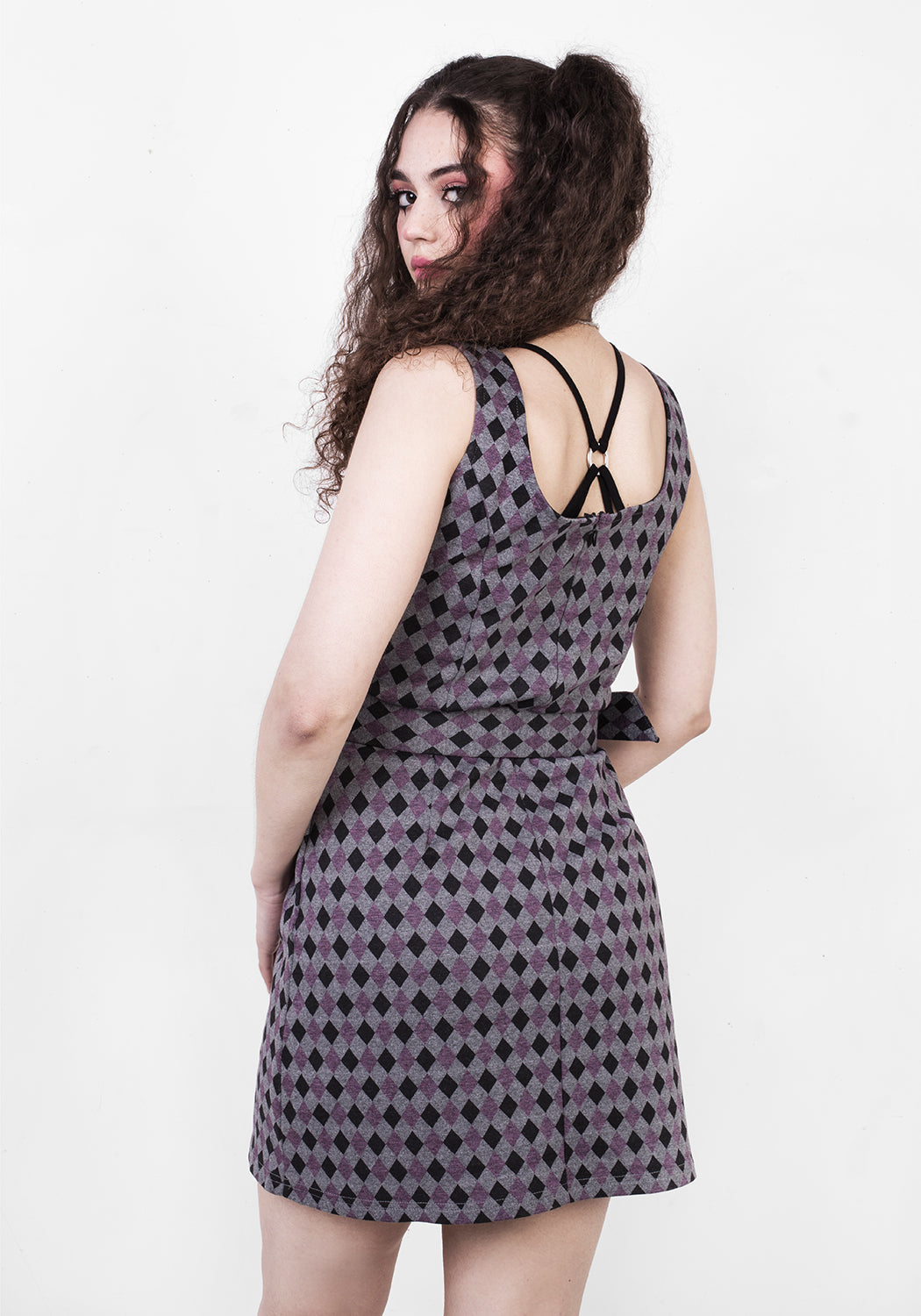 Belted Pinafore Dress with Harlequin Design | ClownTears