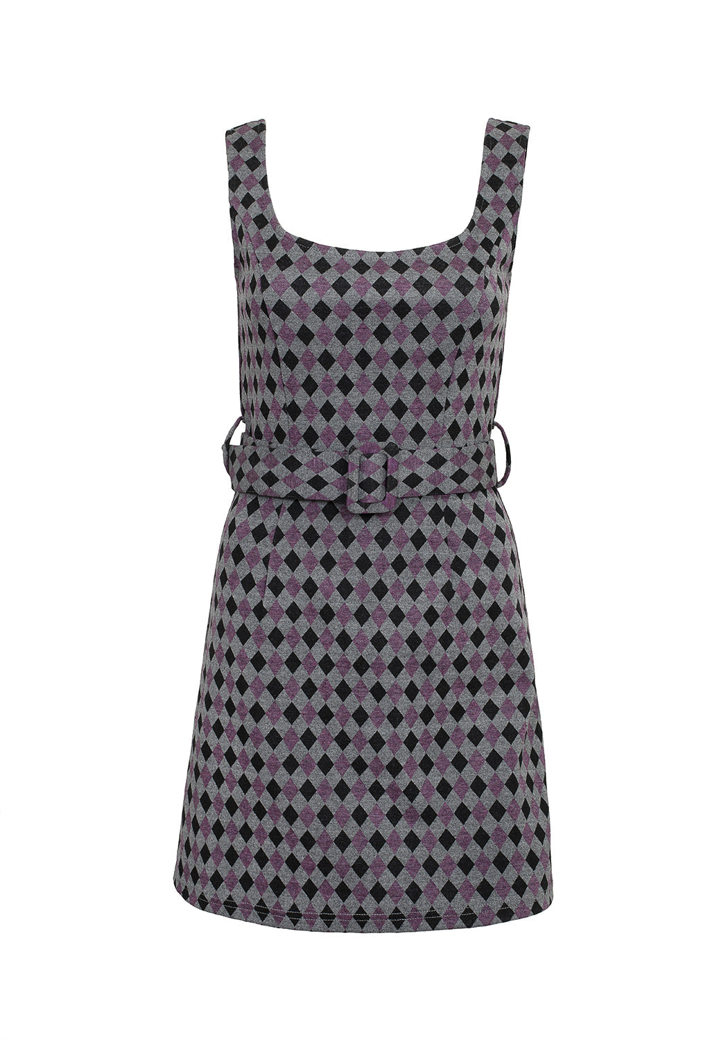 Belted Pinafore Dress with Harlequin Design | ClownTears