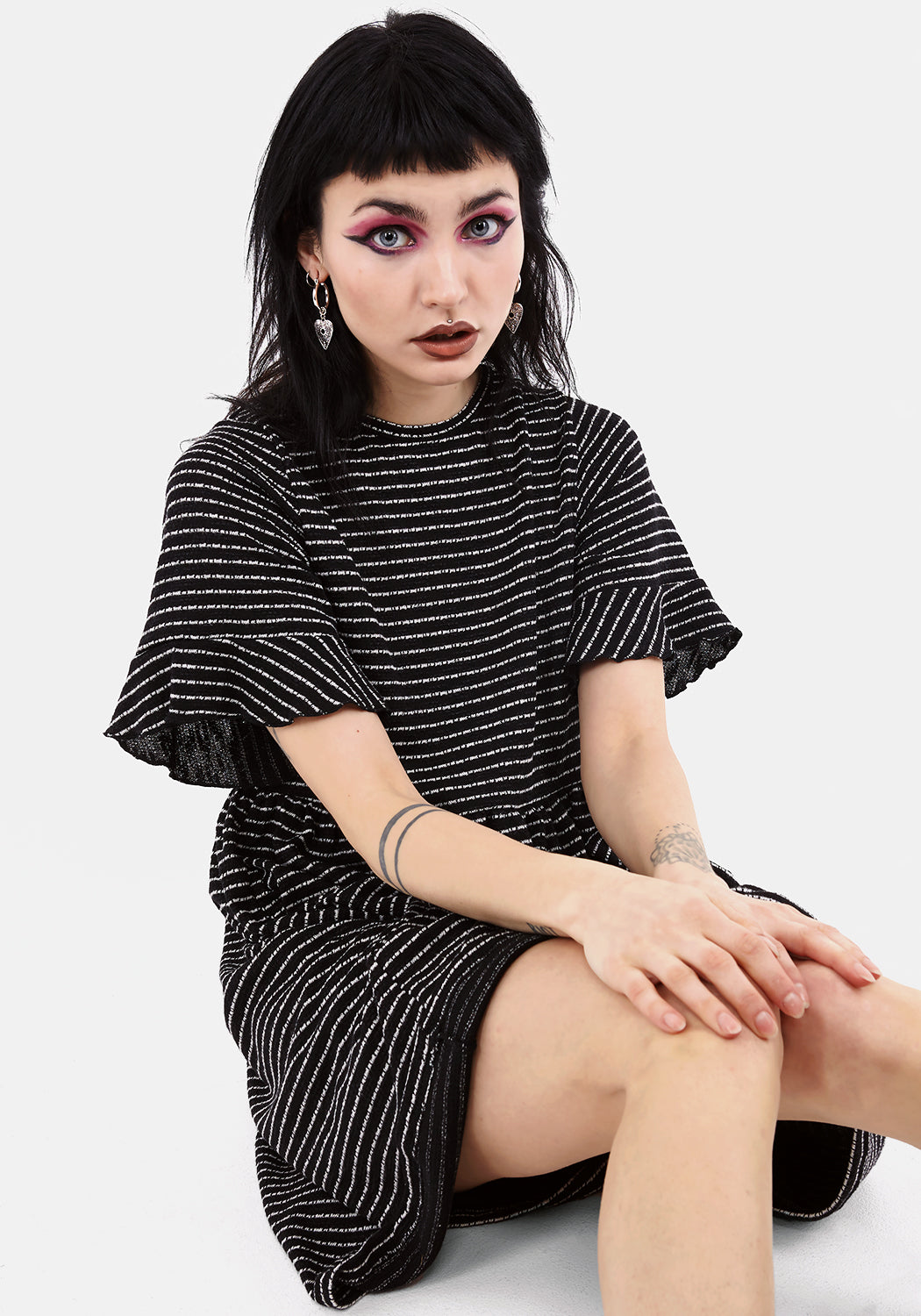 Striped Smock Dress with Pockets & 3/4 Sleeves | Decorum Mini