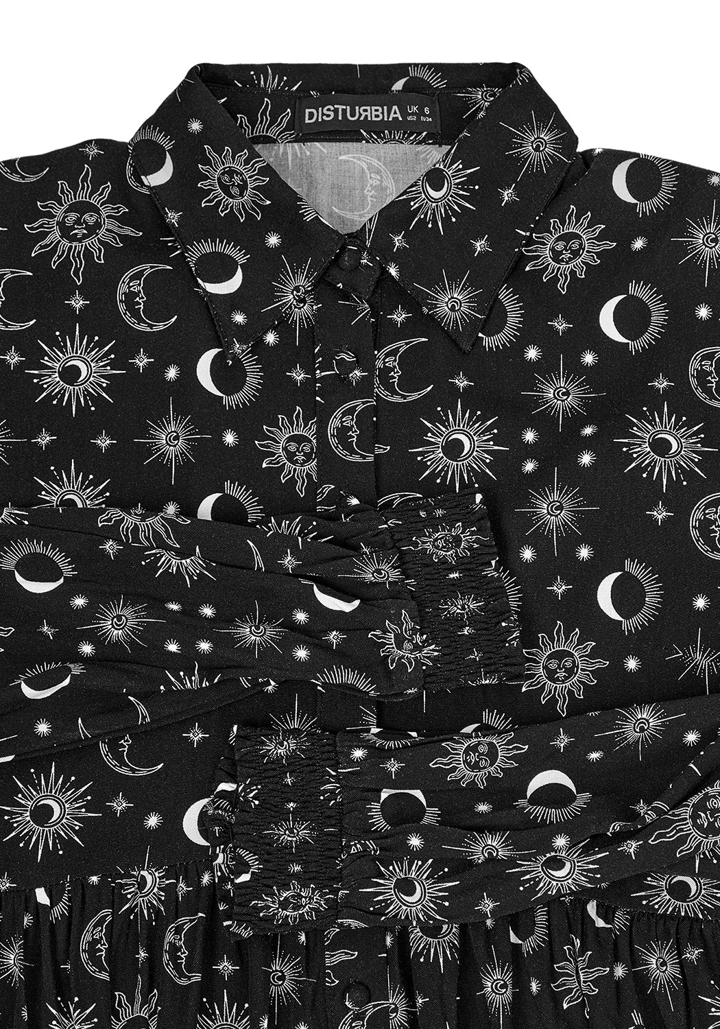 Black Oversized Shirt Dress with Celestial Print | Moonbeam