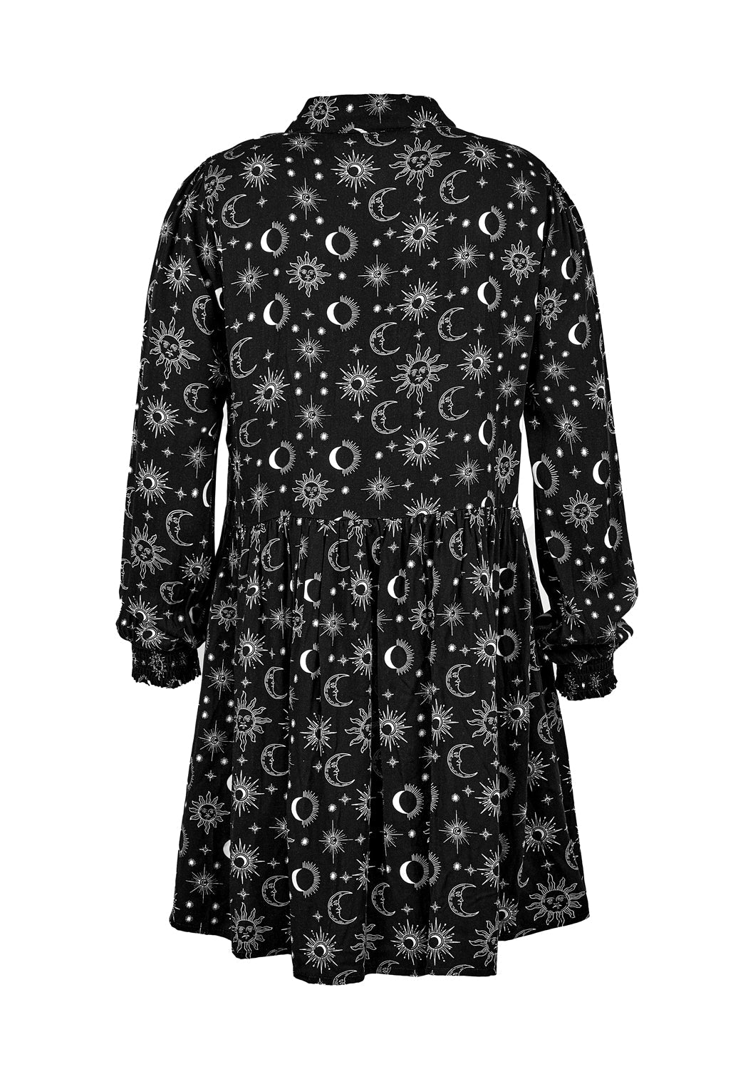 Black Oversized Shirt Dress with Celestial Print | Moonbeam