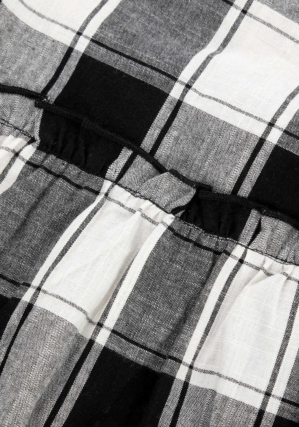 Black & Ivory Check Skater Dress with Ruffles | Shirley Cotton Mini Dress